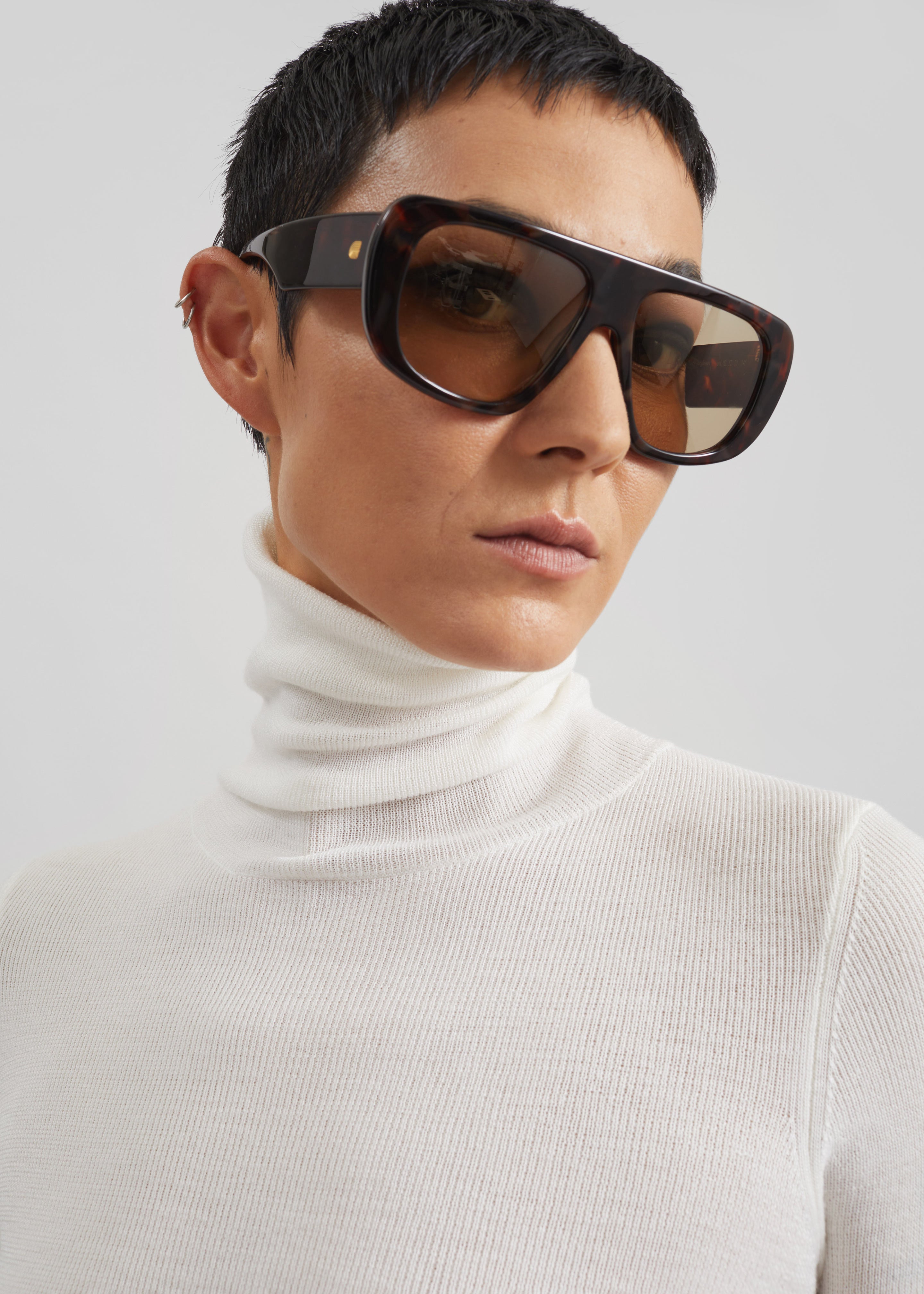 Gince Flat Top Noëll Sunglasses - Havana/Brown - 4