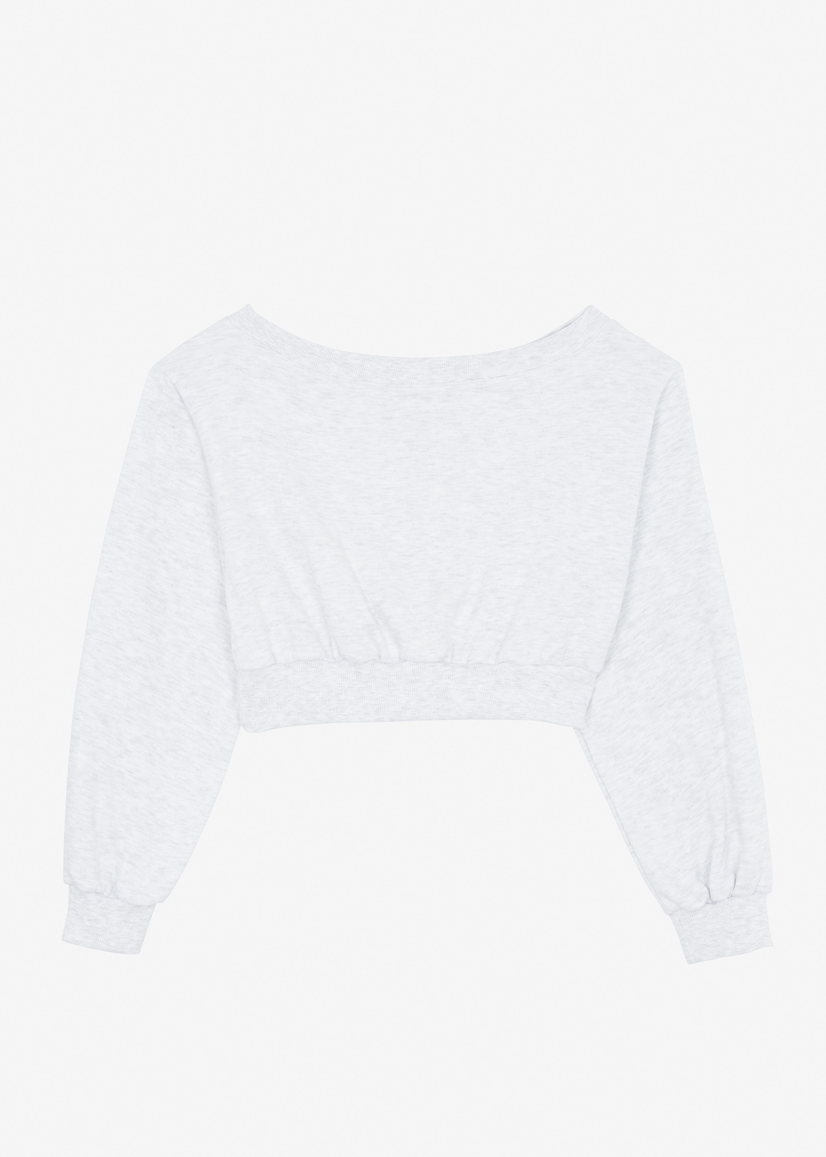 Gine Cropped Sweatshirt - Grey Melange - 10