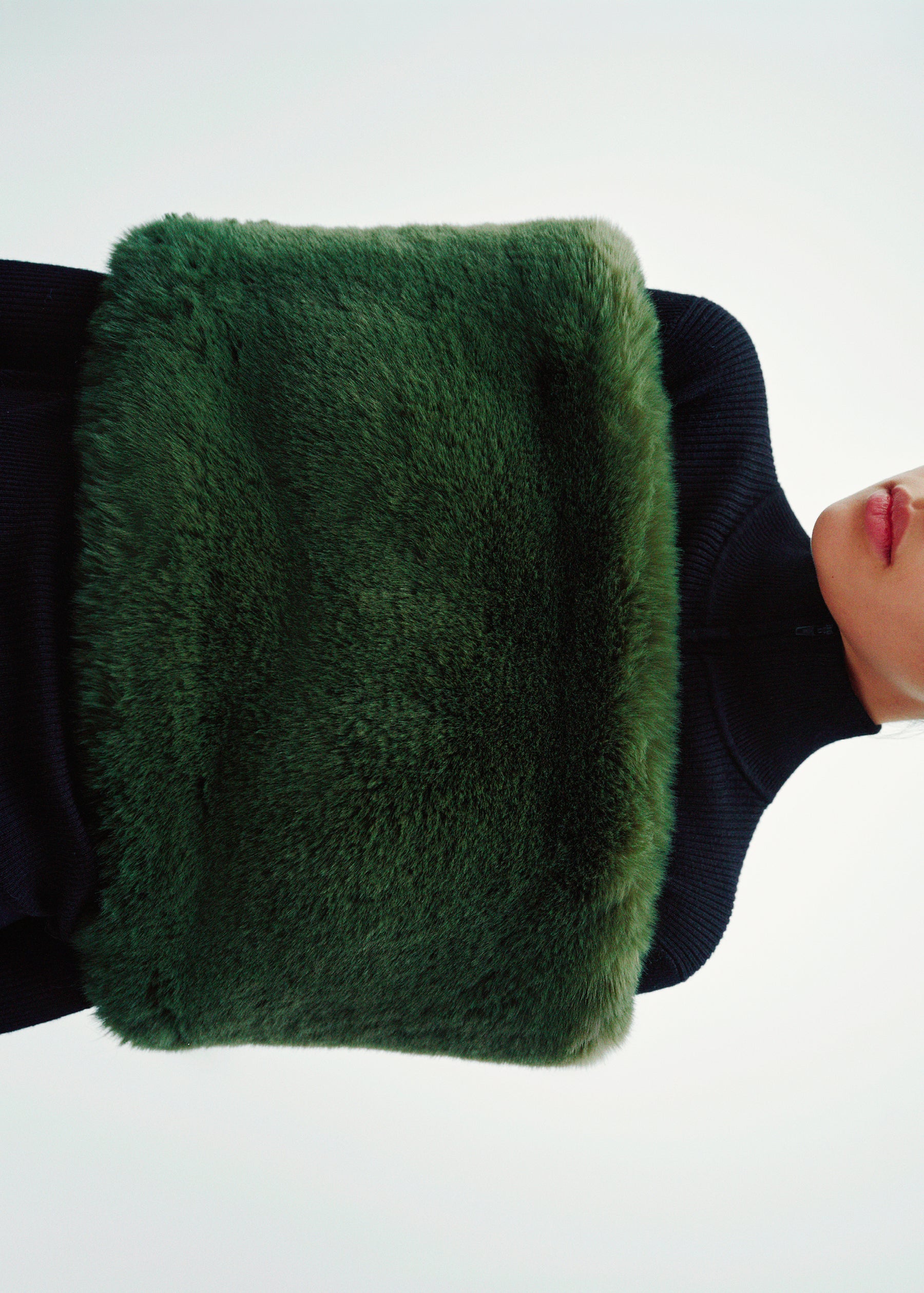 Ginevra Faux Fur Snood - Moss Green - 5