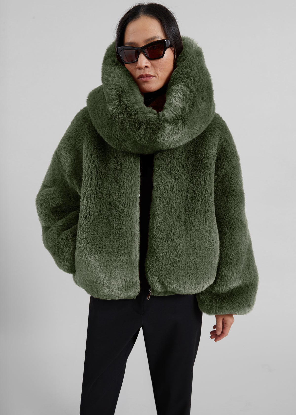 Ginevra Faux Fur Snood - Moss Green