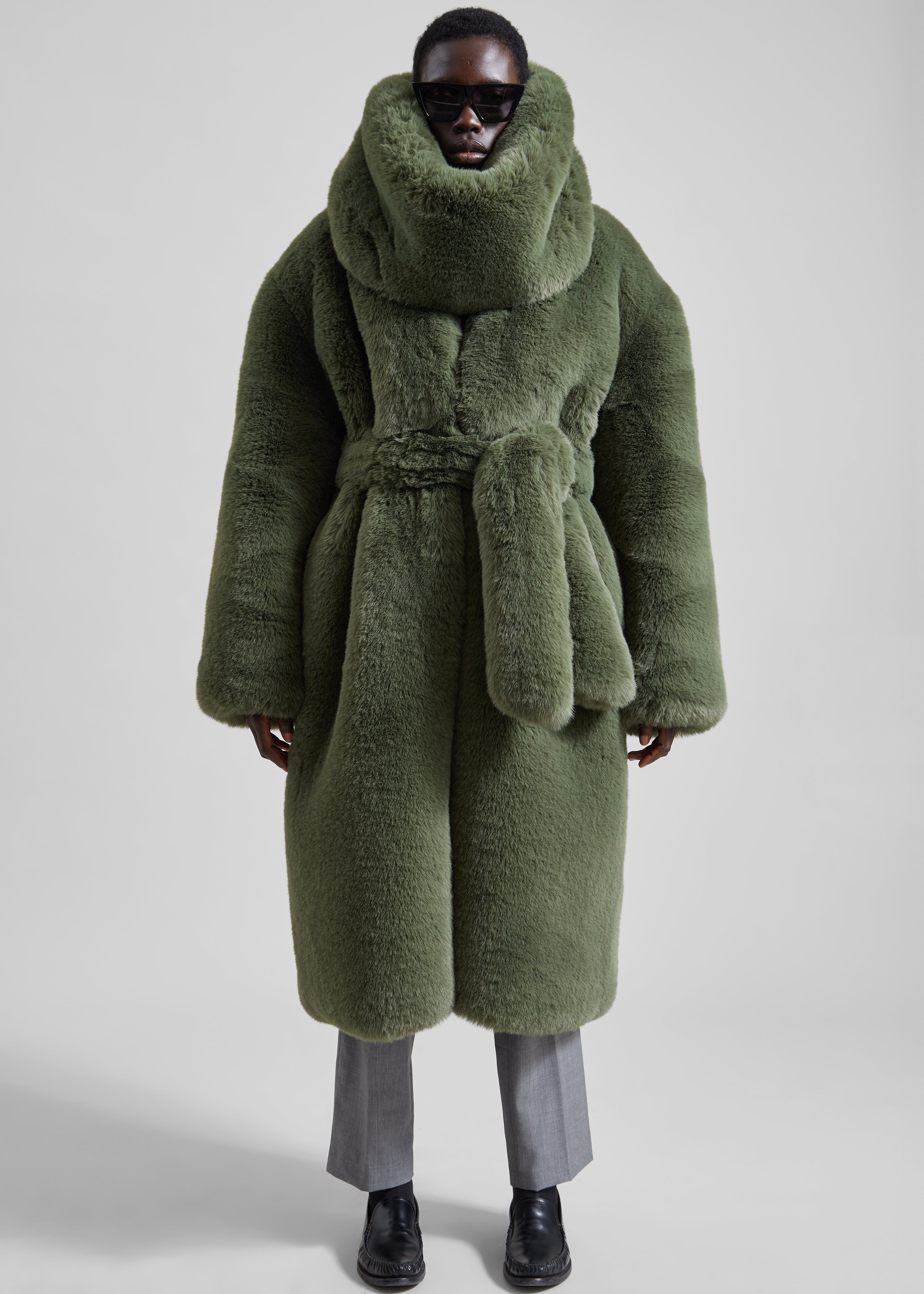 Ginevra Faux Fur Snood - Moss Green - 4