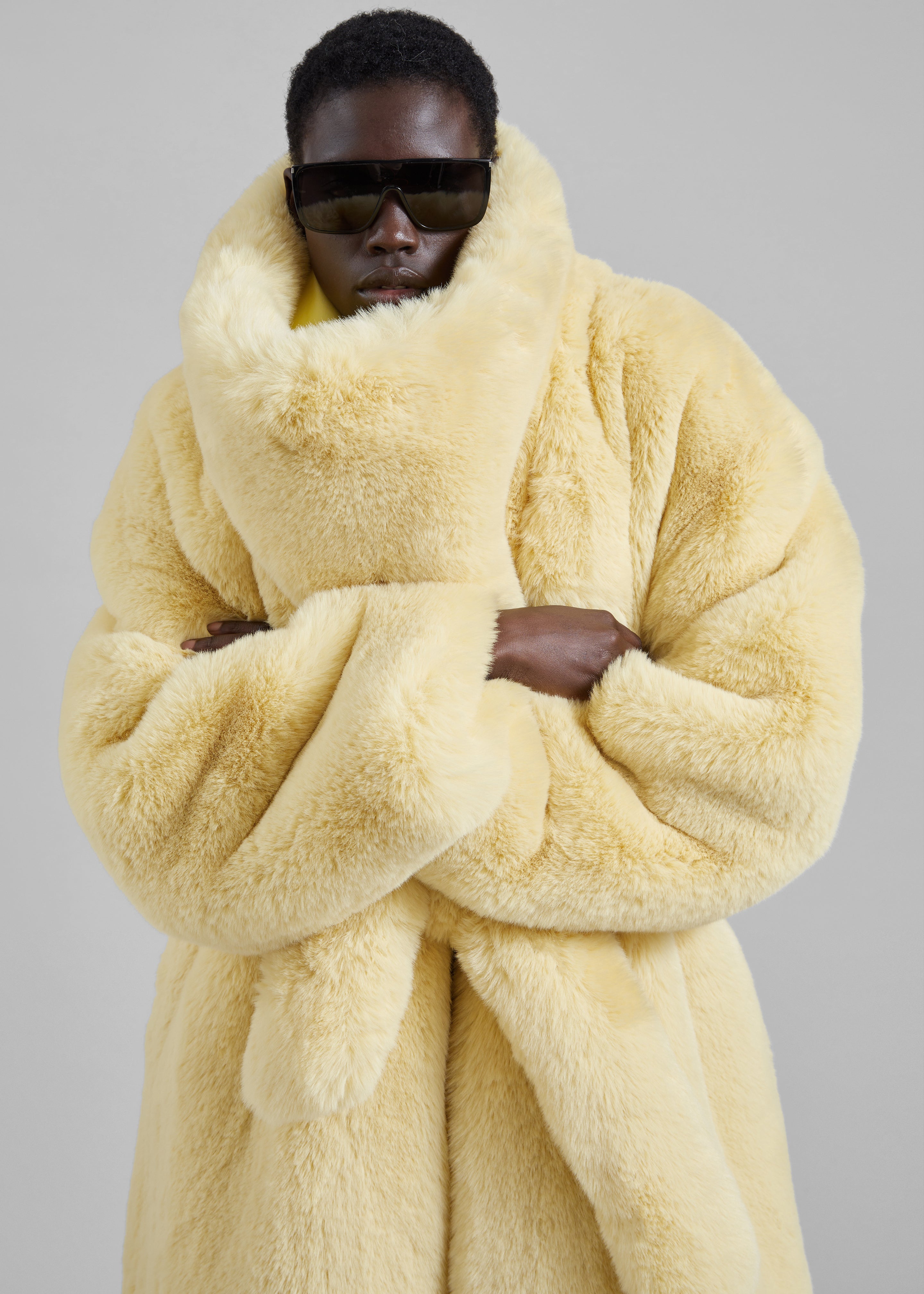 Ginevra Faux Fur Snood - Pale Yellow - 5