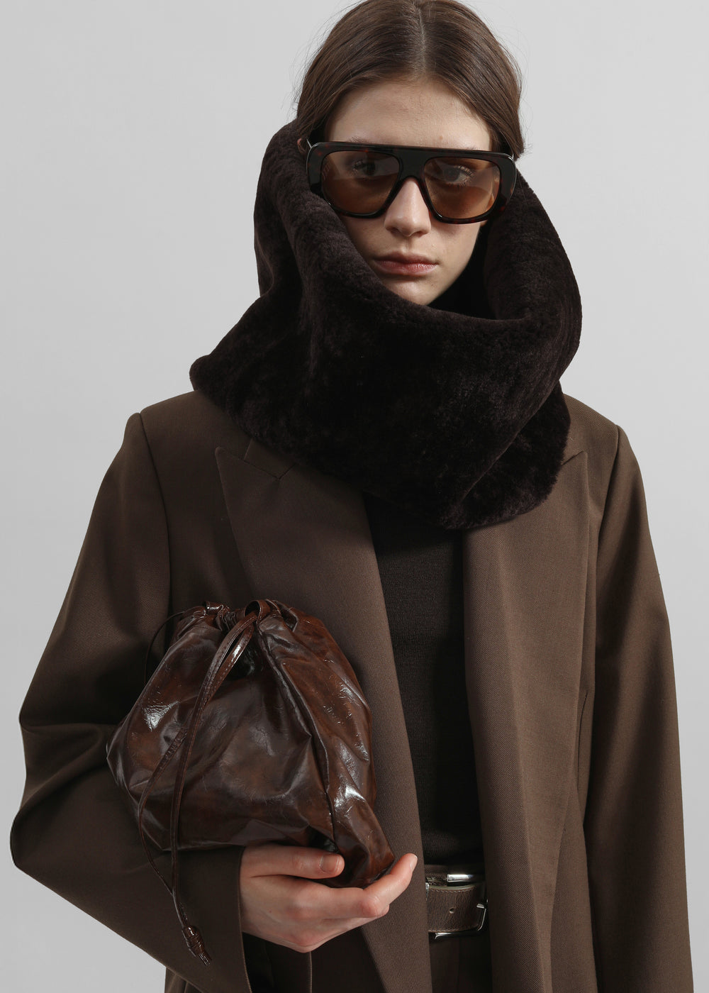 Ginevra Faux Fur Scarf - Brown - 1