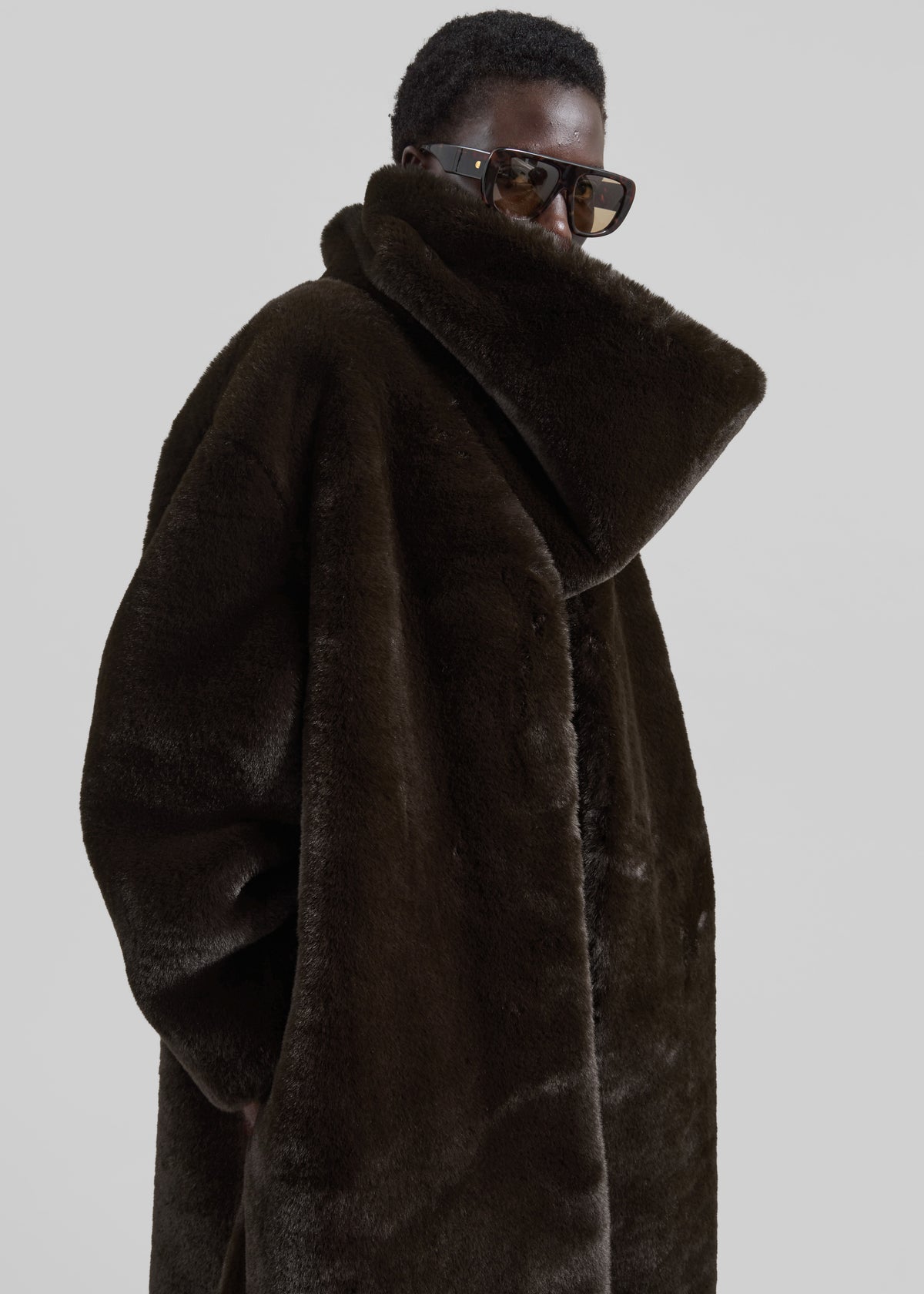 Ginevra Faux Fur Scarf - Brown - 8