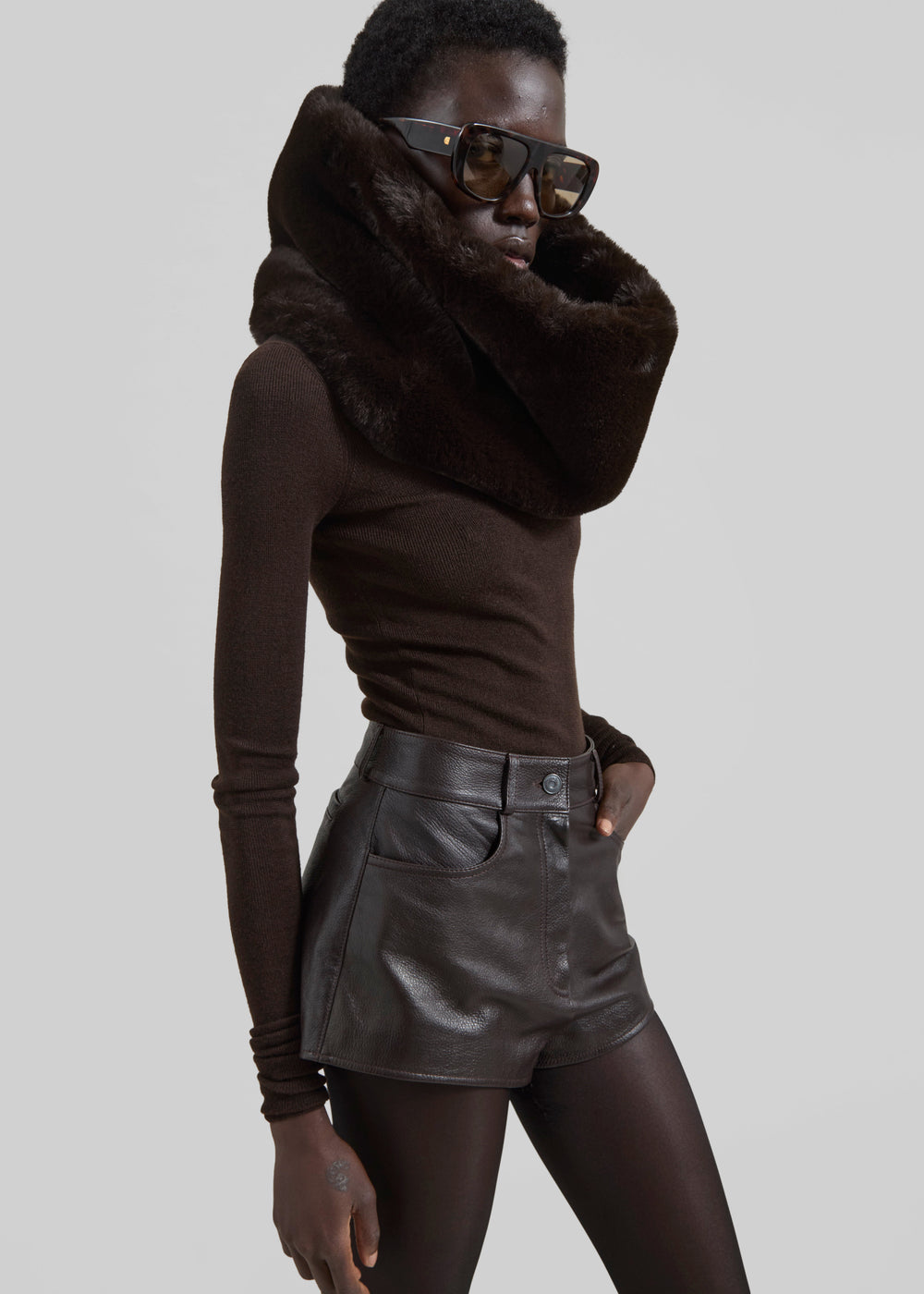 Ginevra Faux Fur Snood - Brown - 1