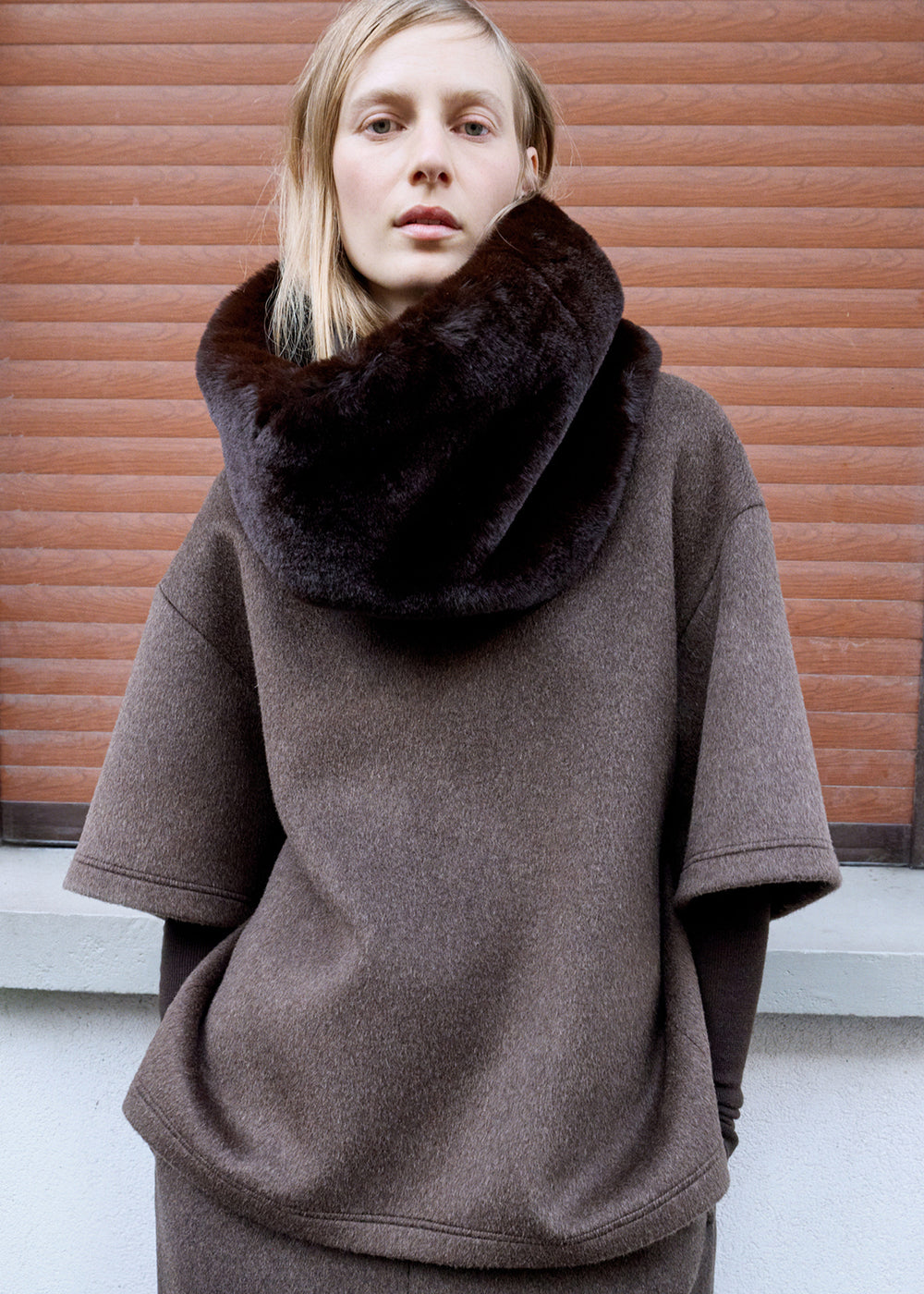 Ginevra Faux Fur Scarf - Brown