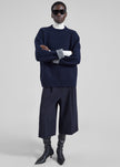 Gio Wool Pleated Bermuda Shorts - Navy