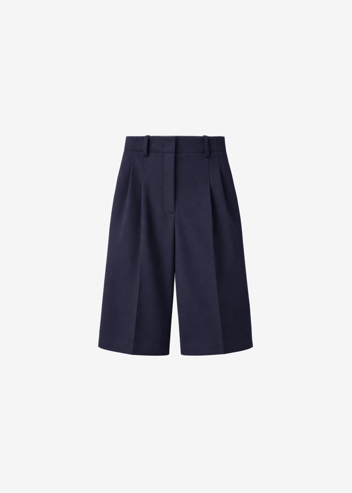 Gio Wool Pleated Bermuda Shorts - Navy - 7