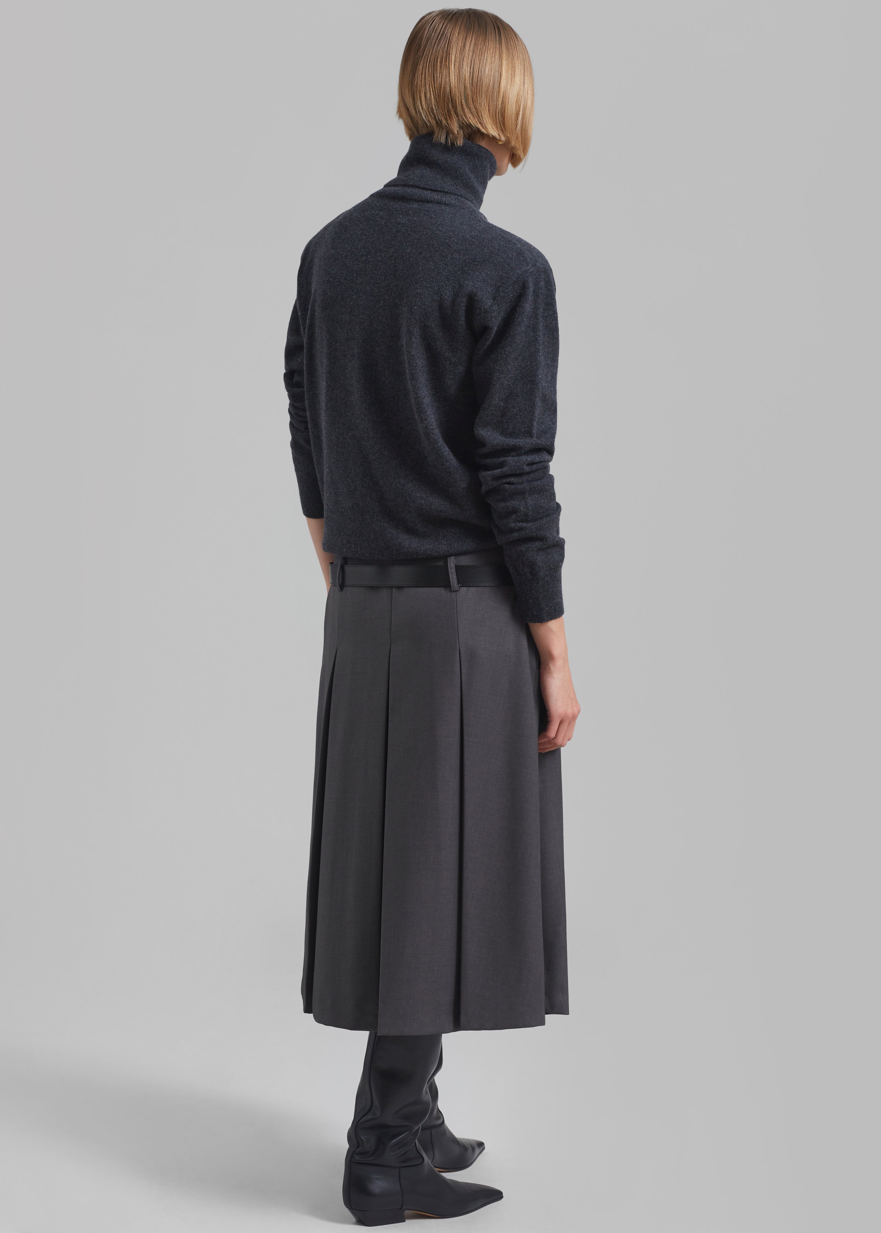 Gisele Pleated Midi Skirt - Grey - 10