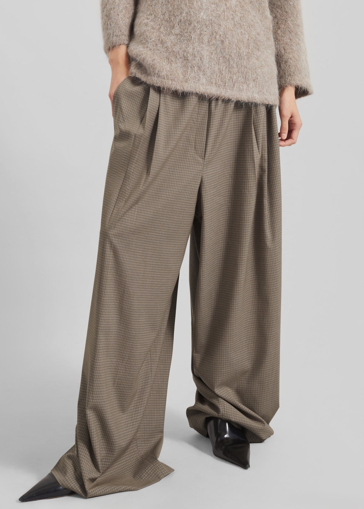 Gistel Pleated Pants - Beige Plaid - 6