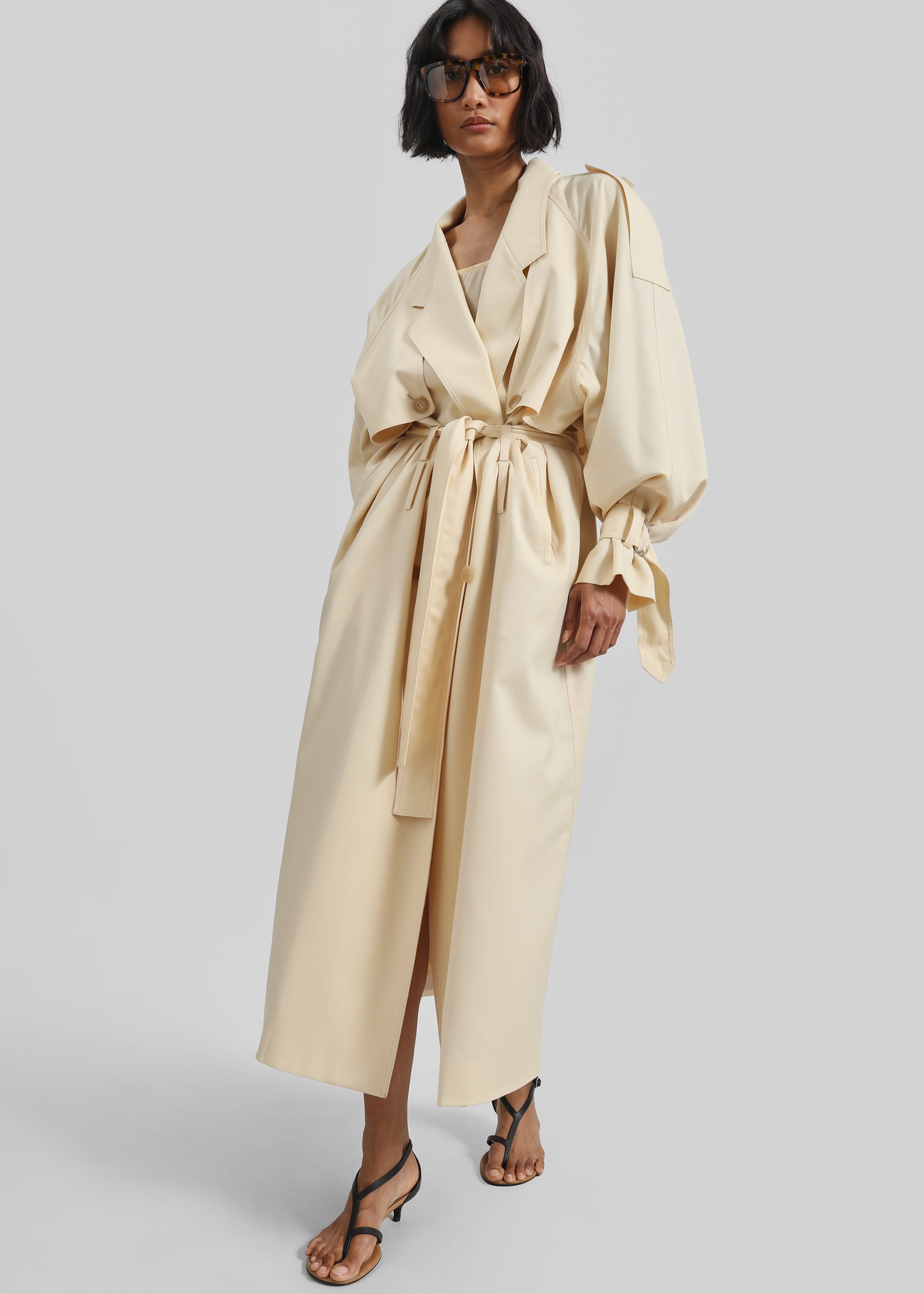 Glendale Double Belt Loop Trench - Pale Yellow - 1