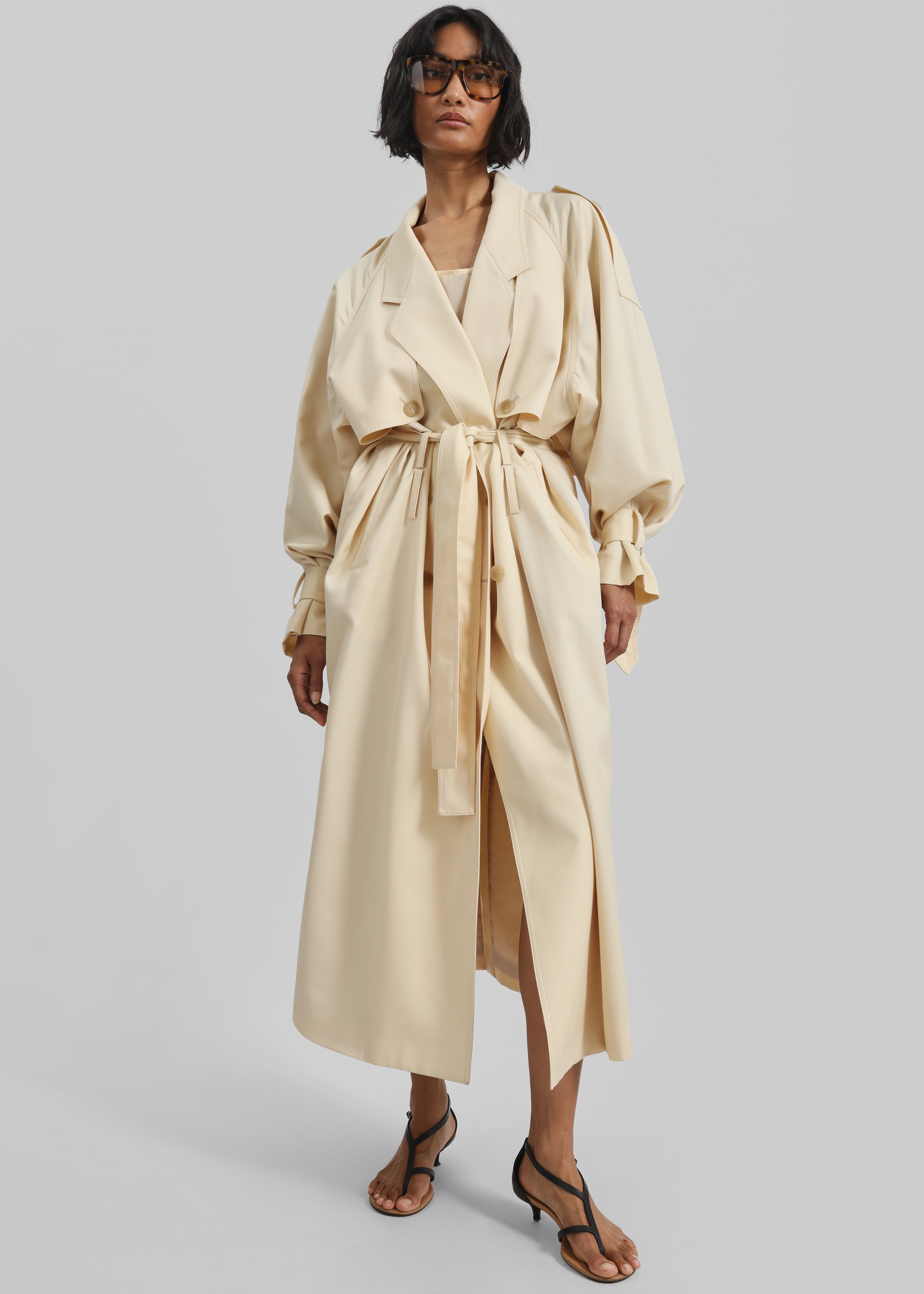 Glendale Double Belt Loop Trench - Pale Yellow – The Frankie Shop