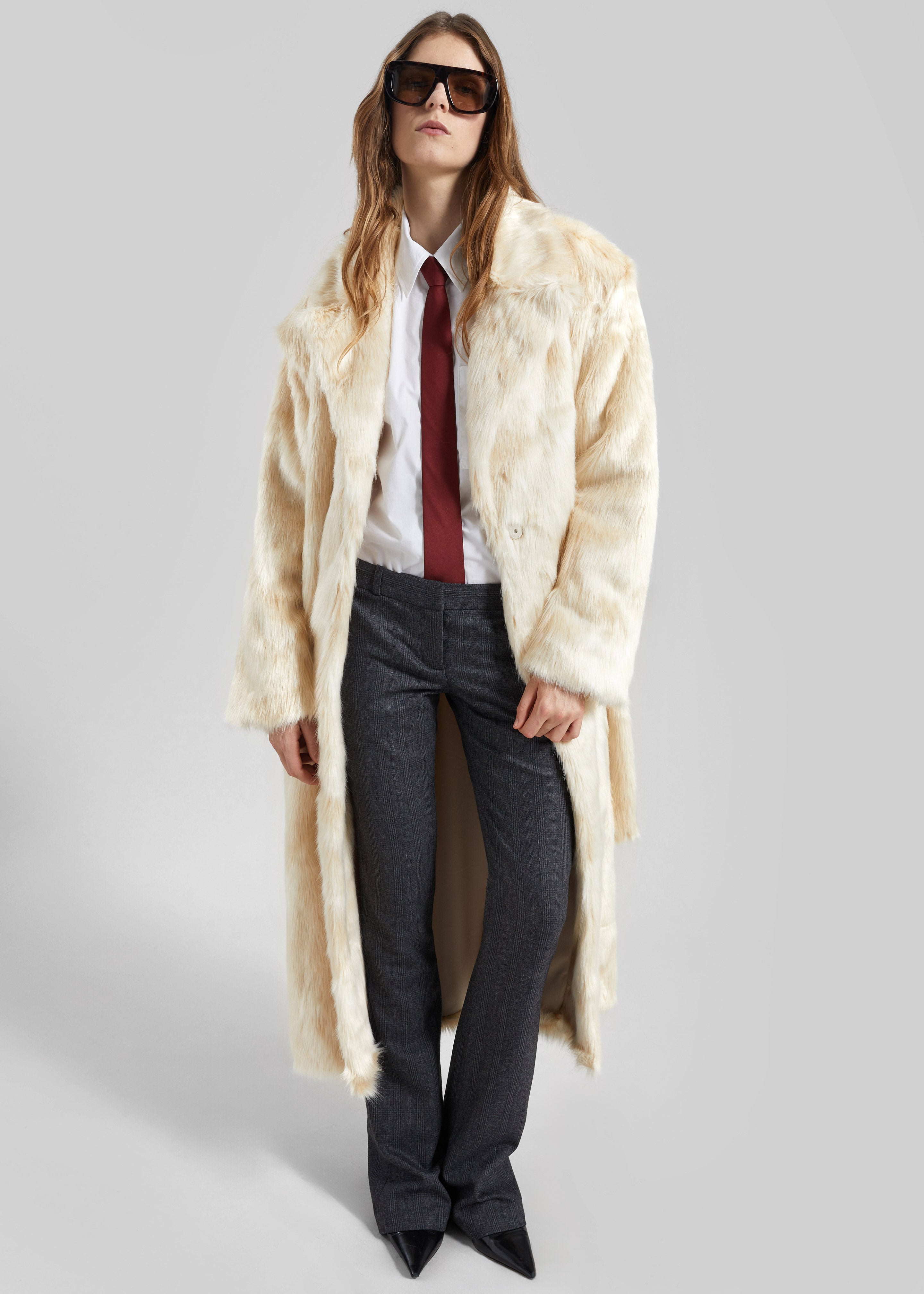 Gordona Faux Fur Coat - Cream - 4