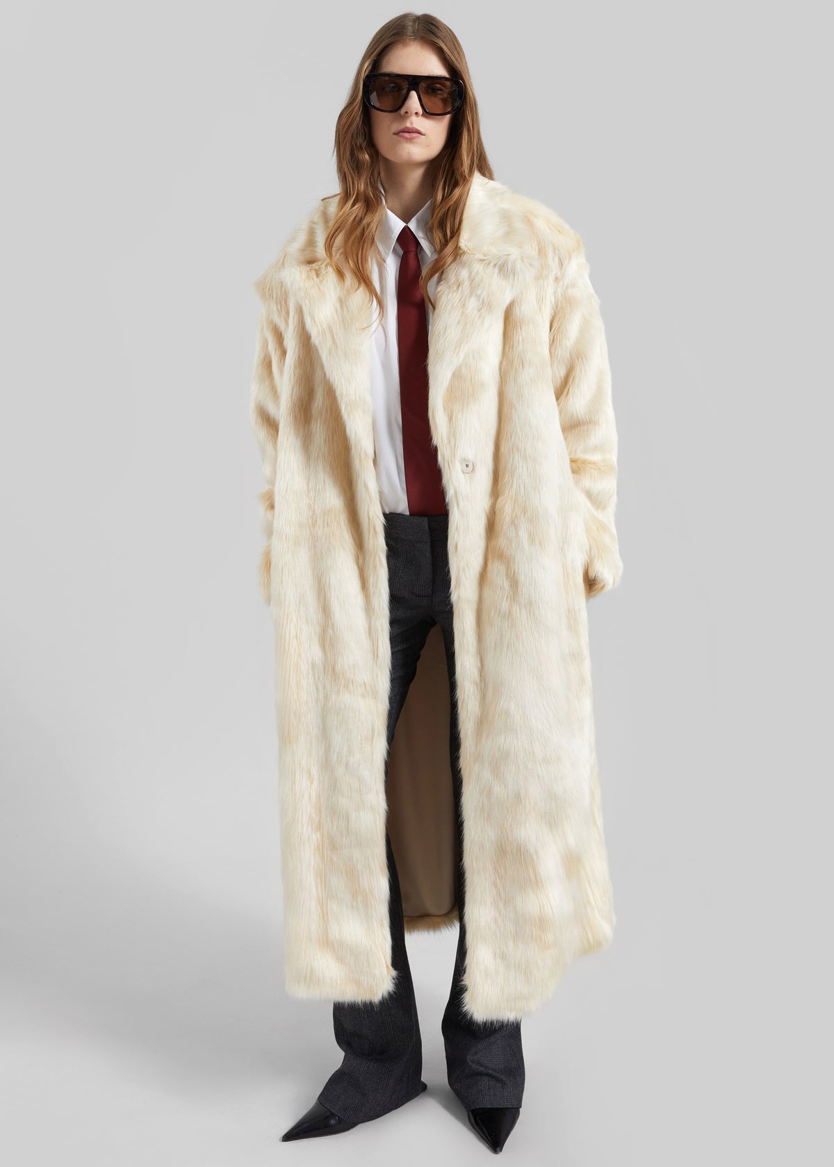 Gordona Faux Fur Coat - Cream - 6