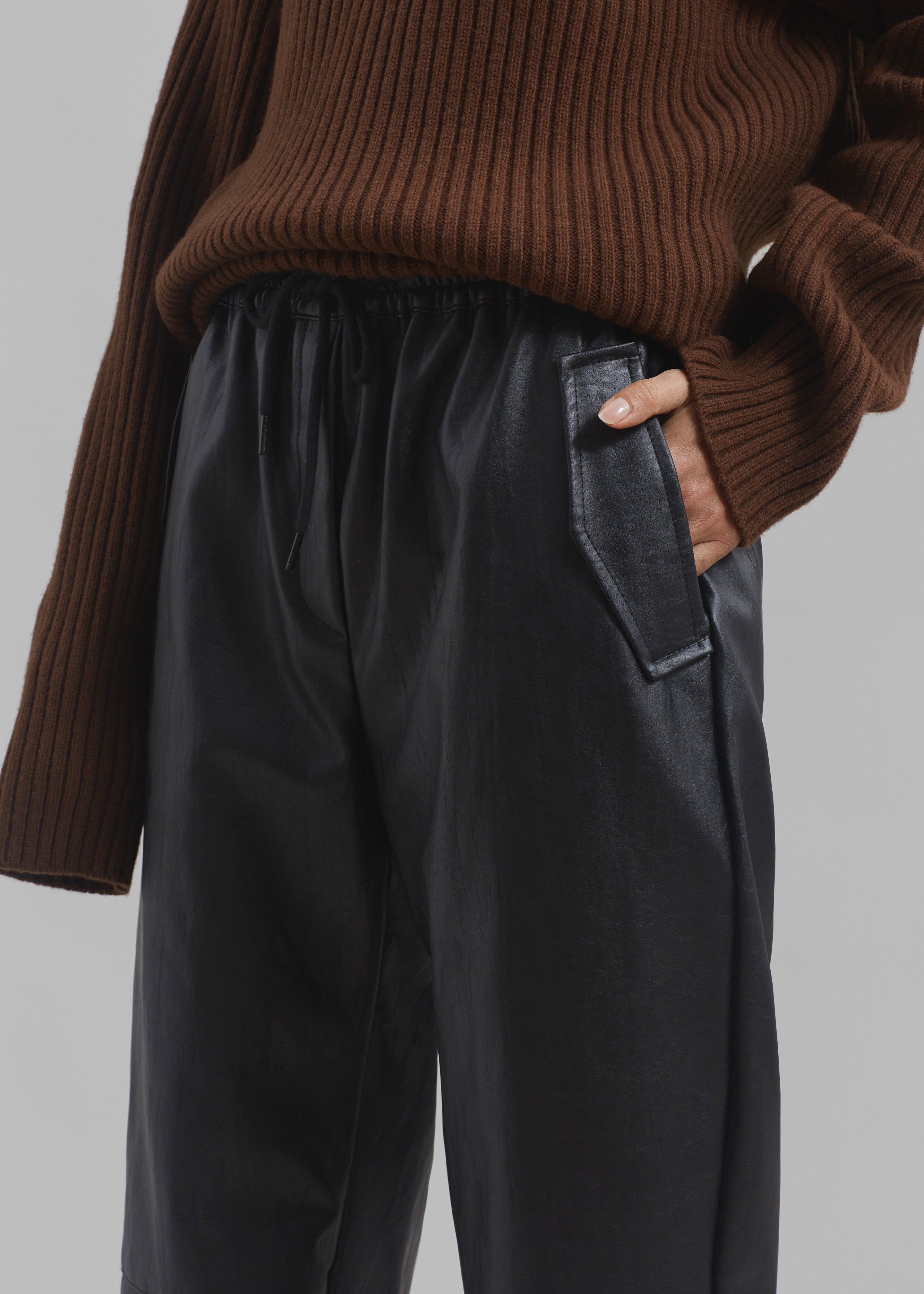 Grayson Faux Leather Pants - Black - 3