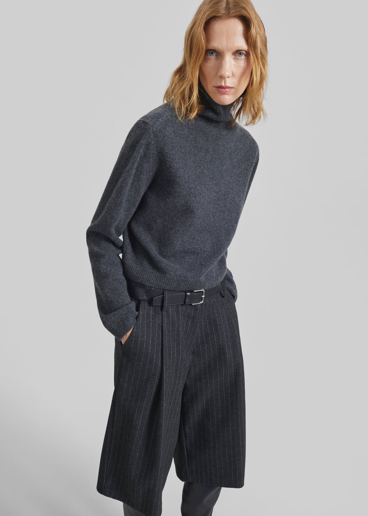 Grenaa Wool Turtleneck Sweater - Dark Grey - 1