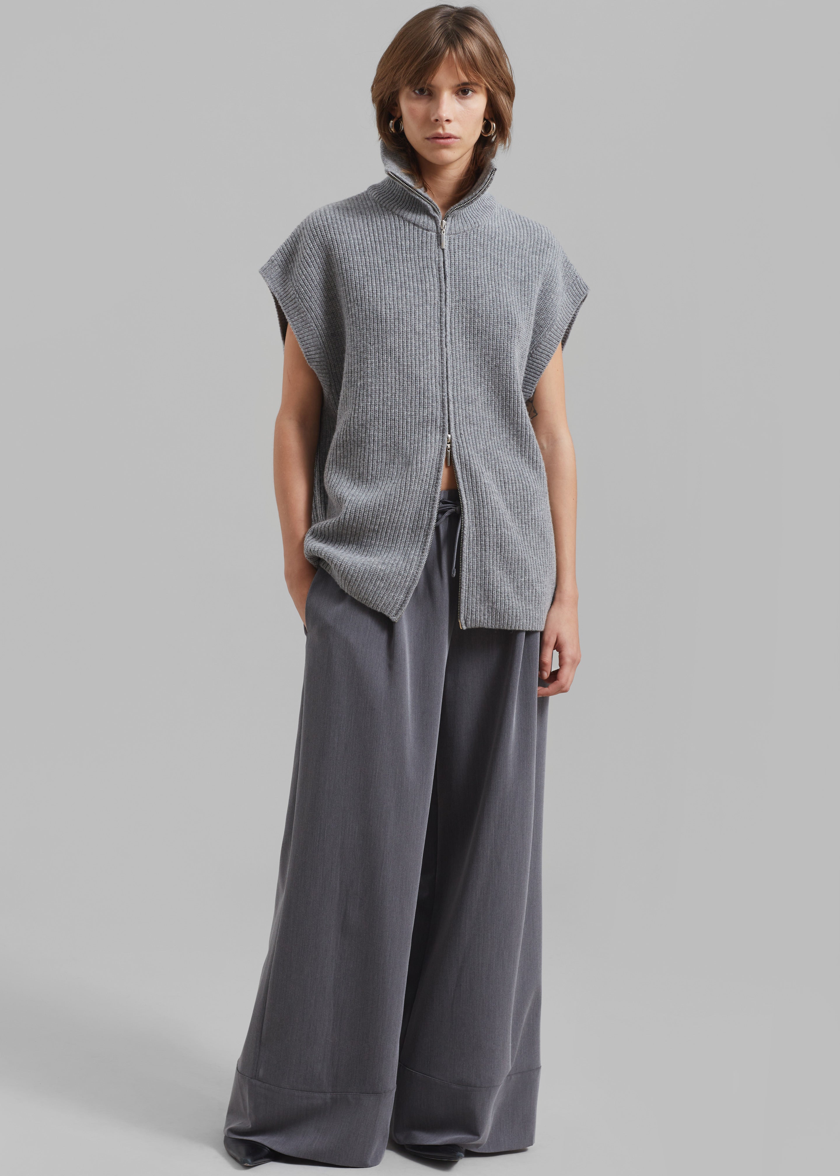 Hadley Wide Drawstring Pants - Grey - 6
