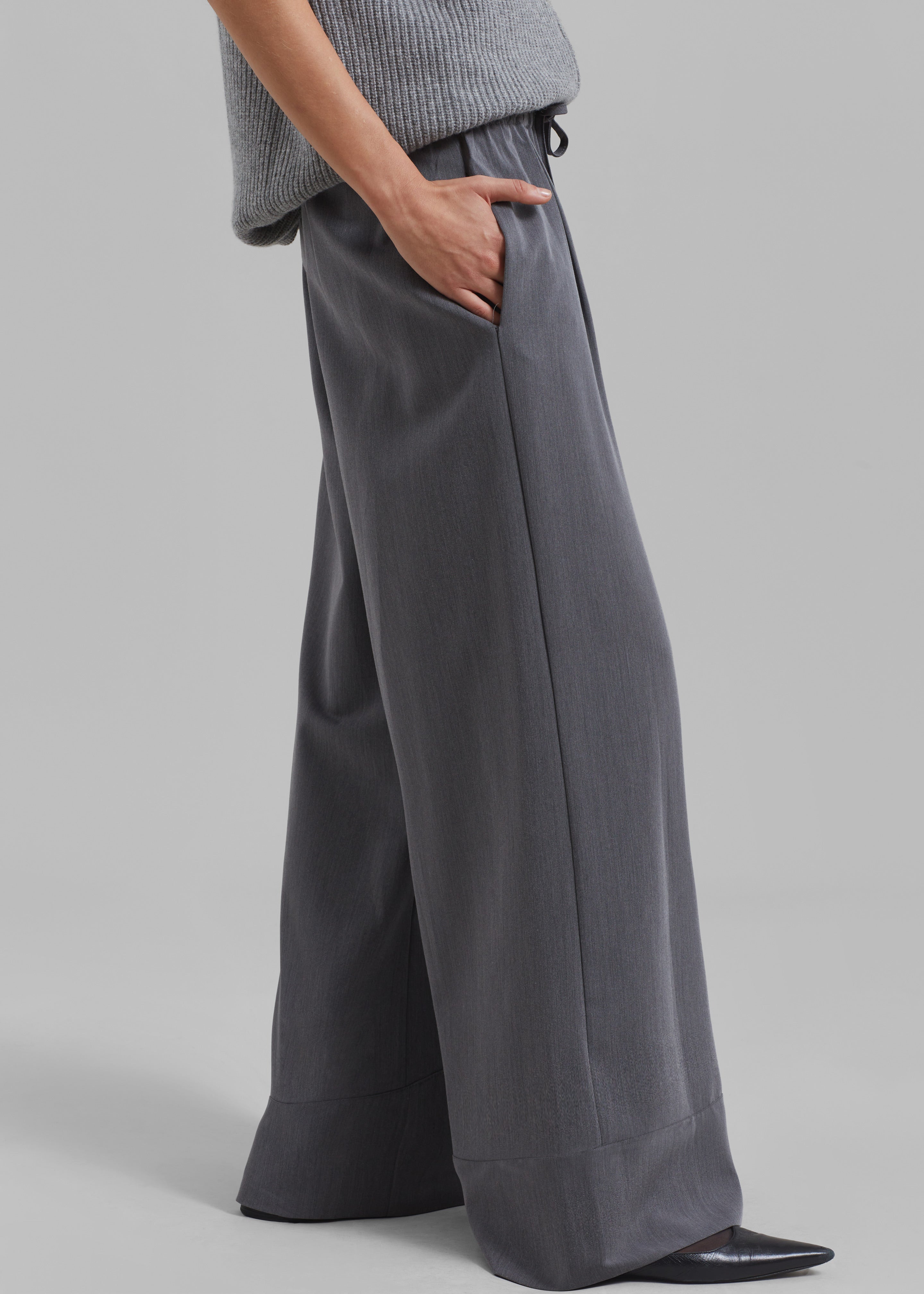 Hadley Wide Drawstring Pants - Grey - 5