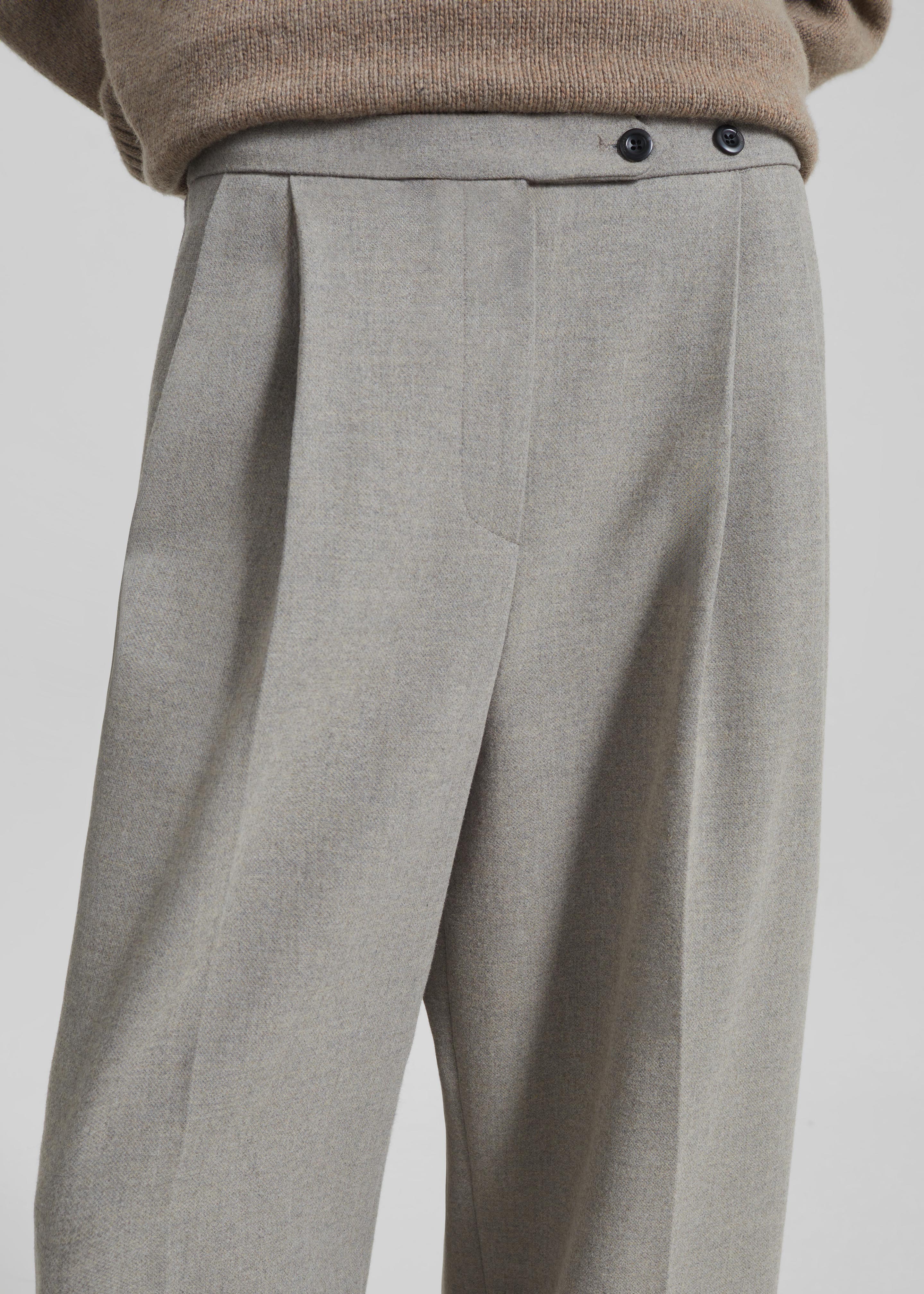 Haflso Pleated Wide Trousers - Beige Melange - 2