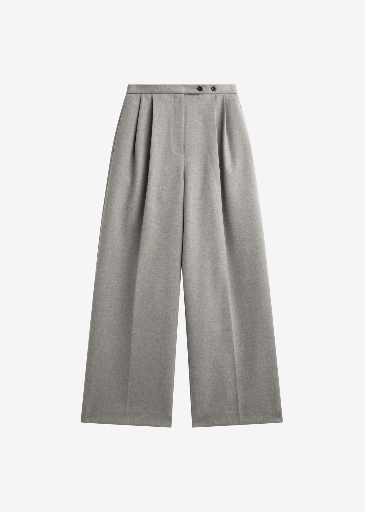 Haflso Pleated Wide Trousers - Beige Melange - 9