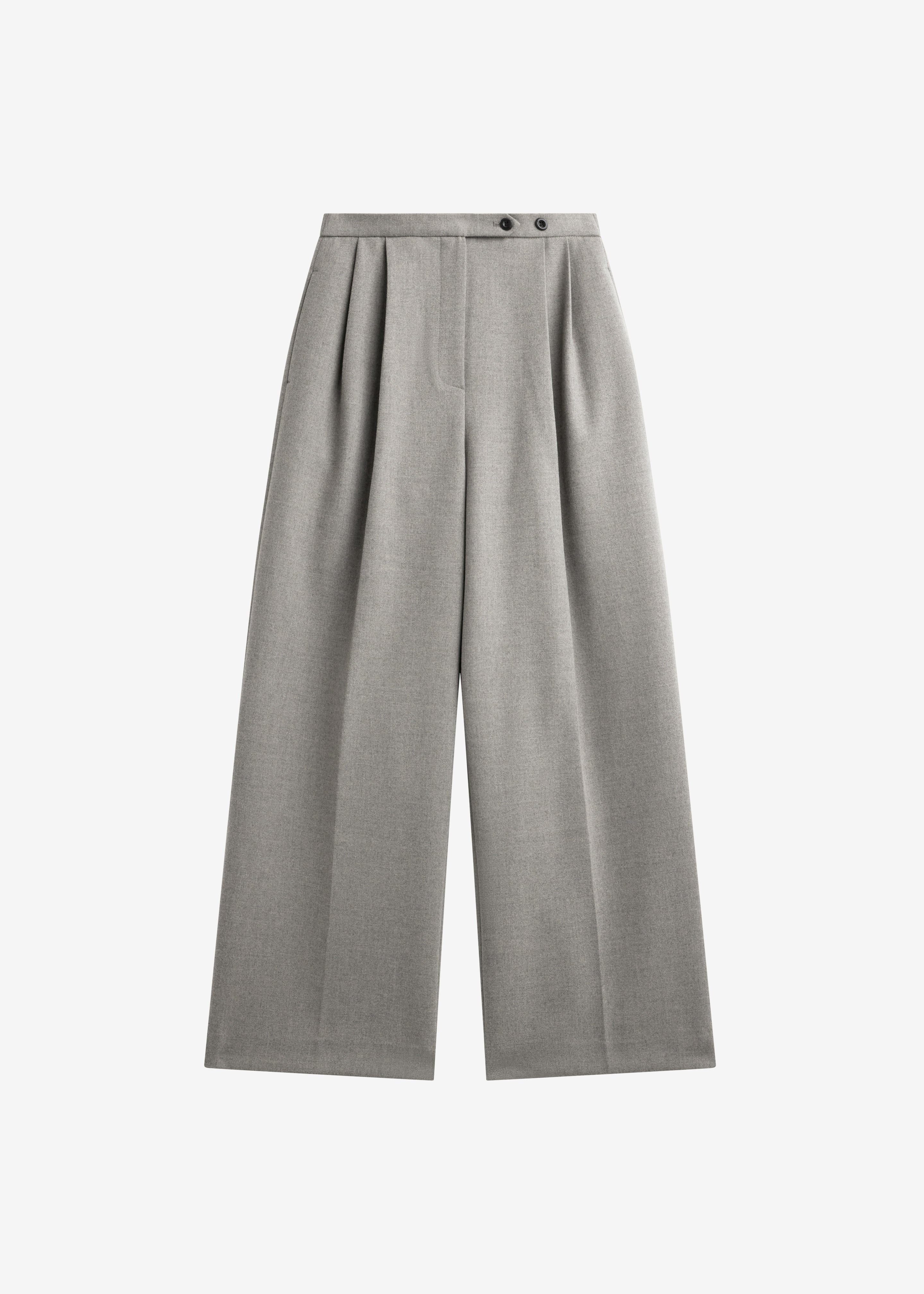 Haflso Pleated Wide Trousers - Beige Melange - 9