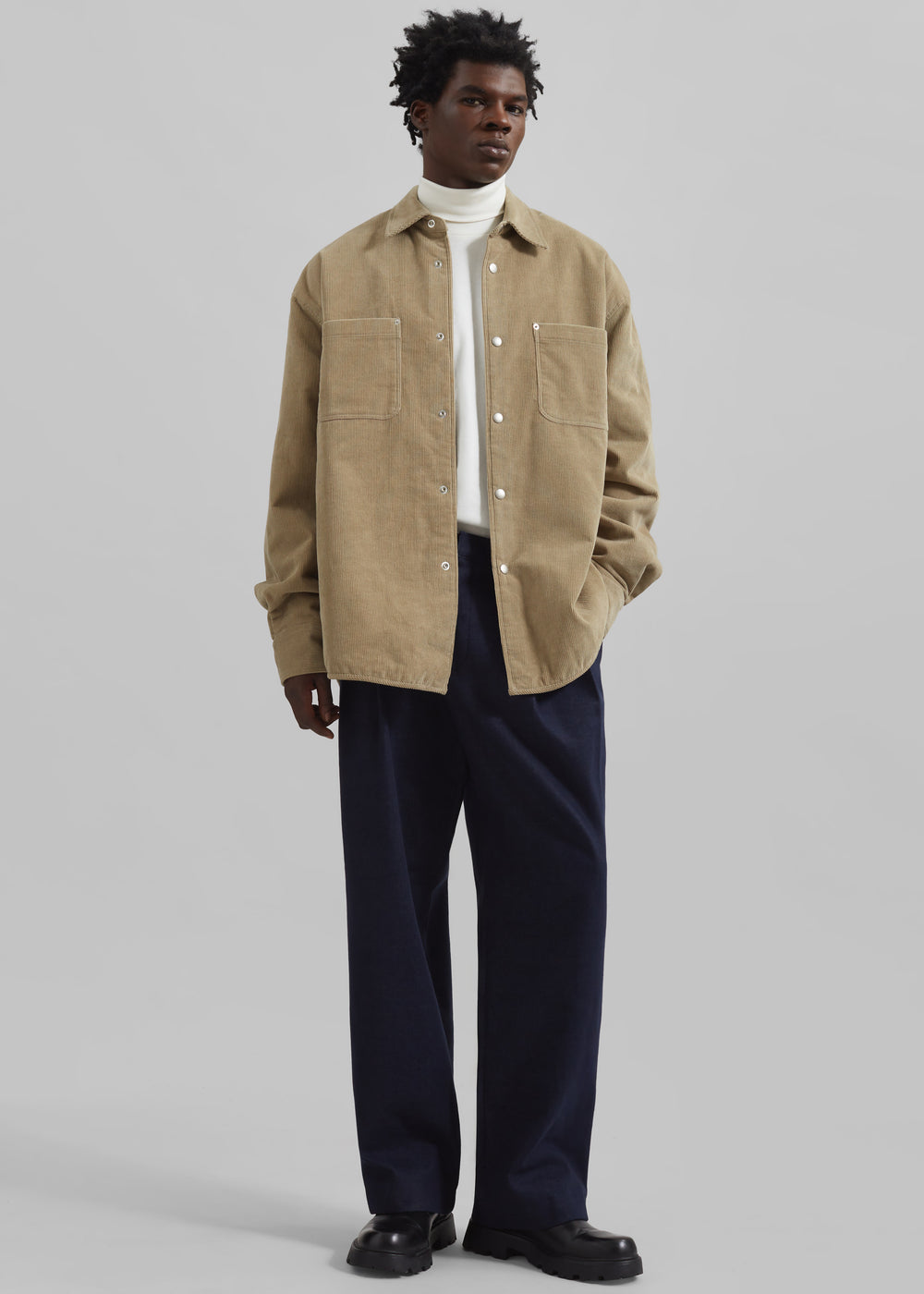 Hagen Quilted Corduroy Shirt - Sand