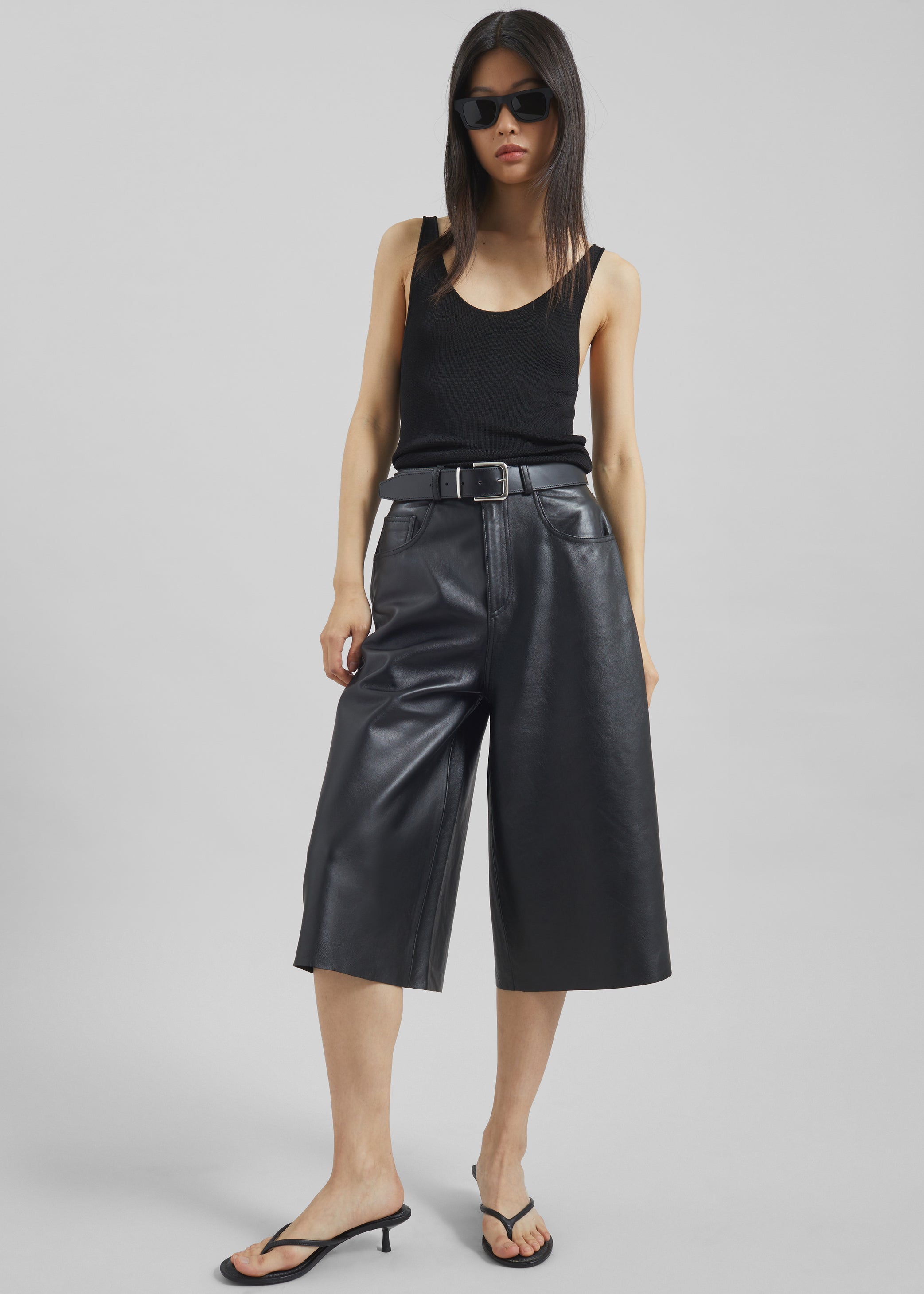 Shop the look image for Haikure Belle Leather Shorts - Black