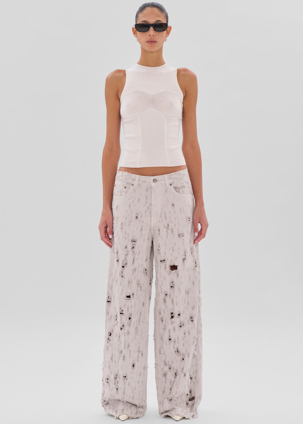 Haikure Bethany Bull Destroy Jeans - Wind Grey - 1