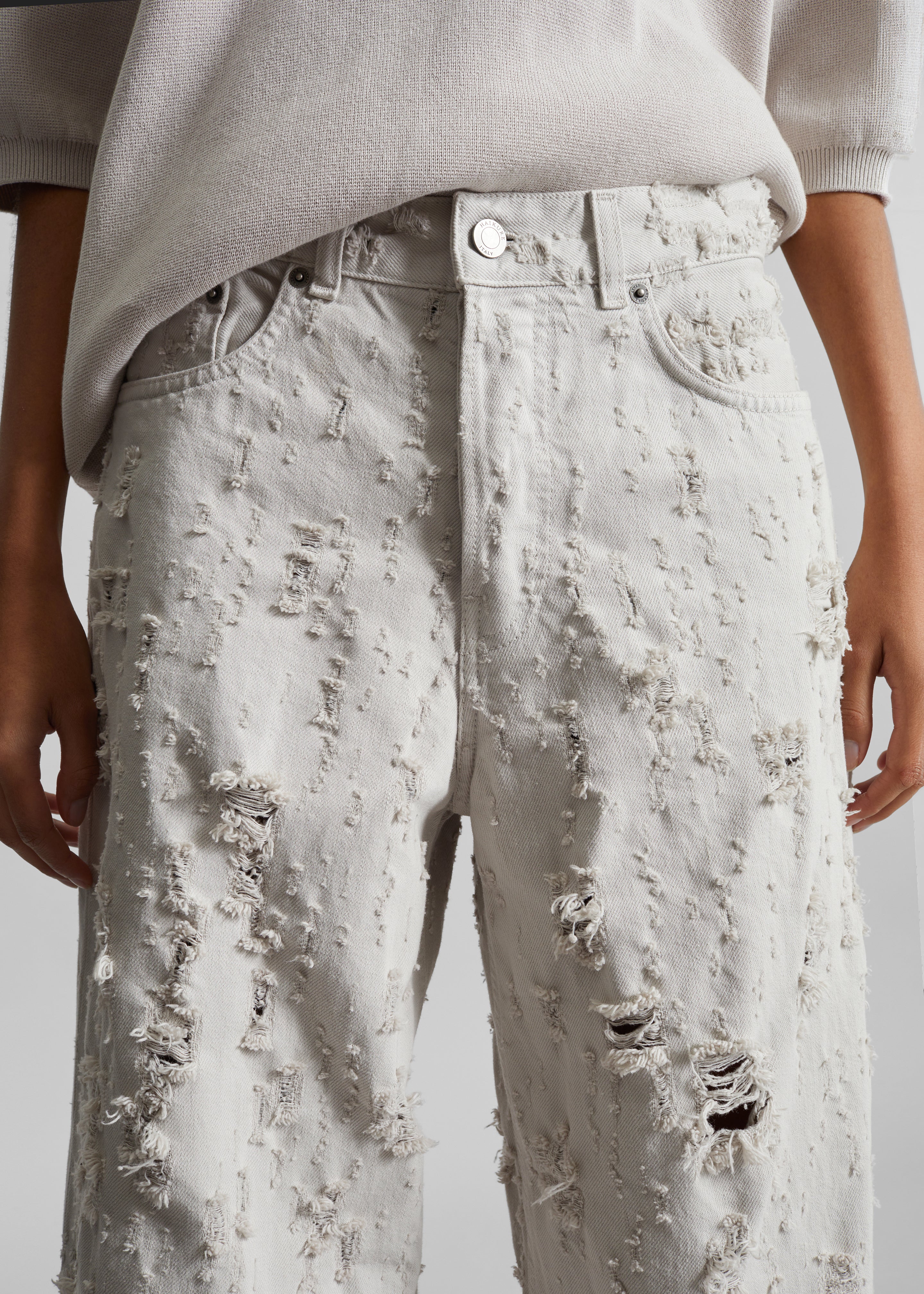Haikure Bethany Bull Destroy Jeans - Wind Grey - 3