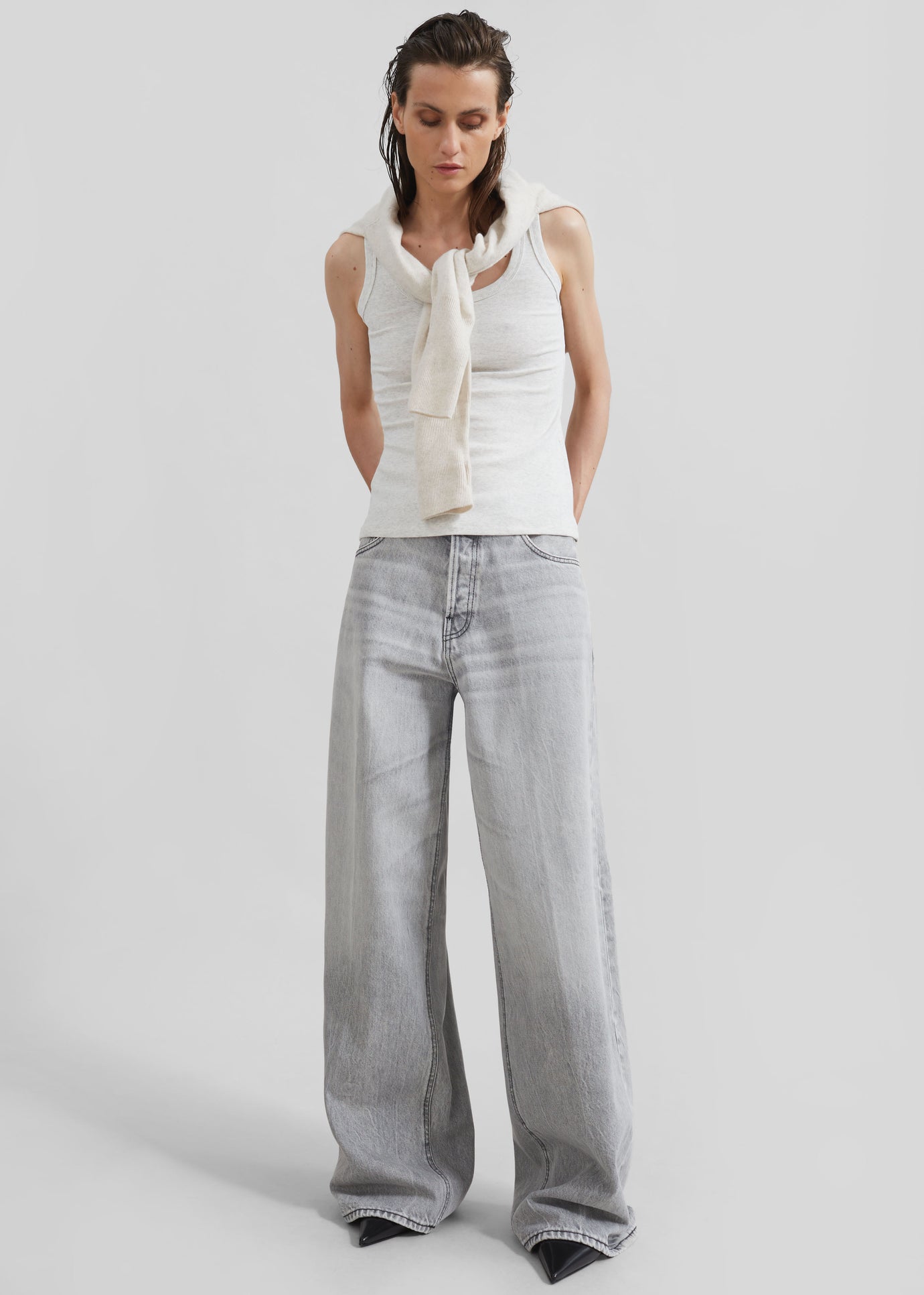 Haikure Bethany Wide Leg Jeans - Fog Grey - 1