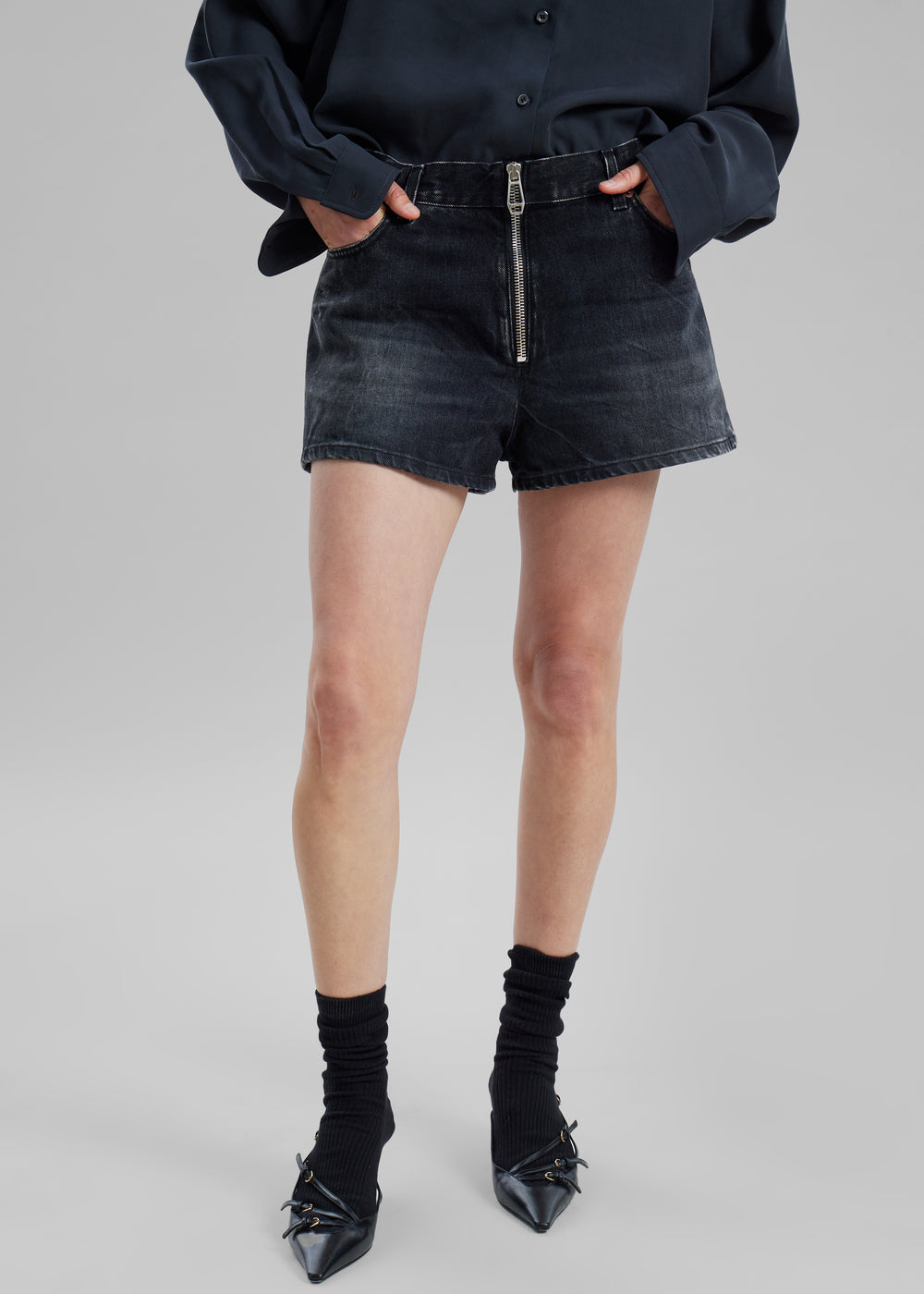 Haikure Bethany Zip Shorts - Bassano Black - 1