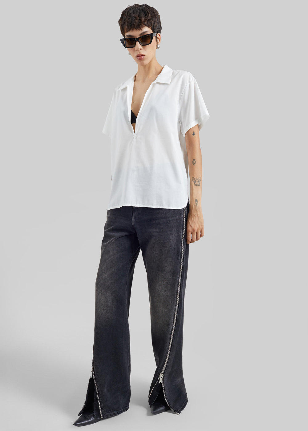 Haikure Bonnie Zip Denim Pants - Vintage Black