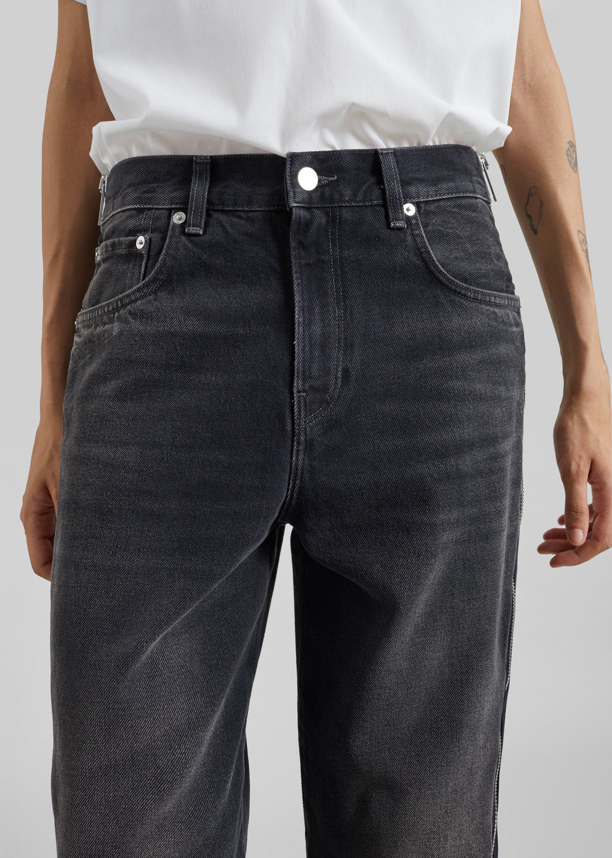 Haikure Bonnie Zip Denim Pants - Vintage Black - 5
