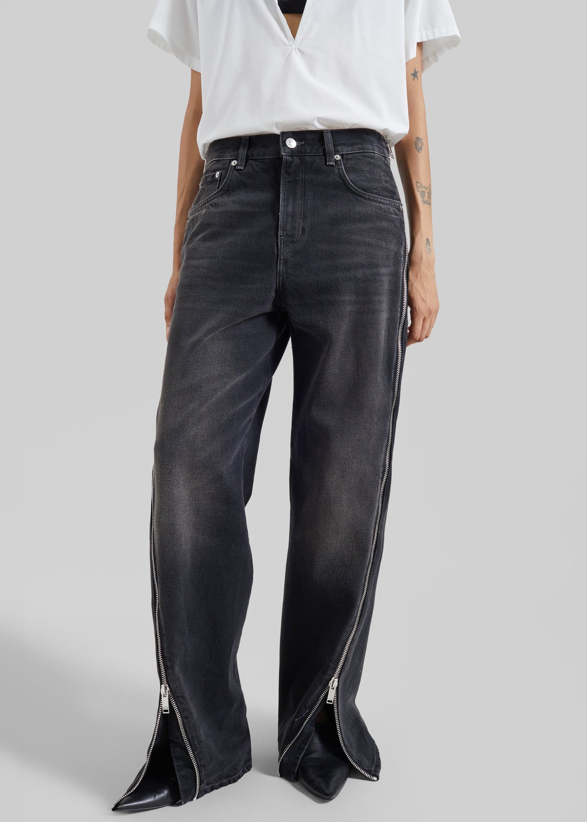 Haikure Bonnie Zip Denim Pants - Vintage Black - 4