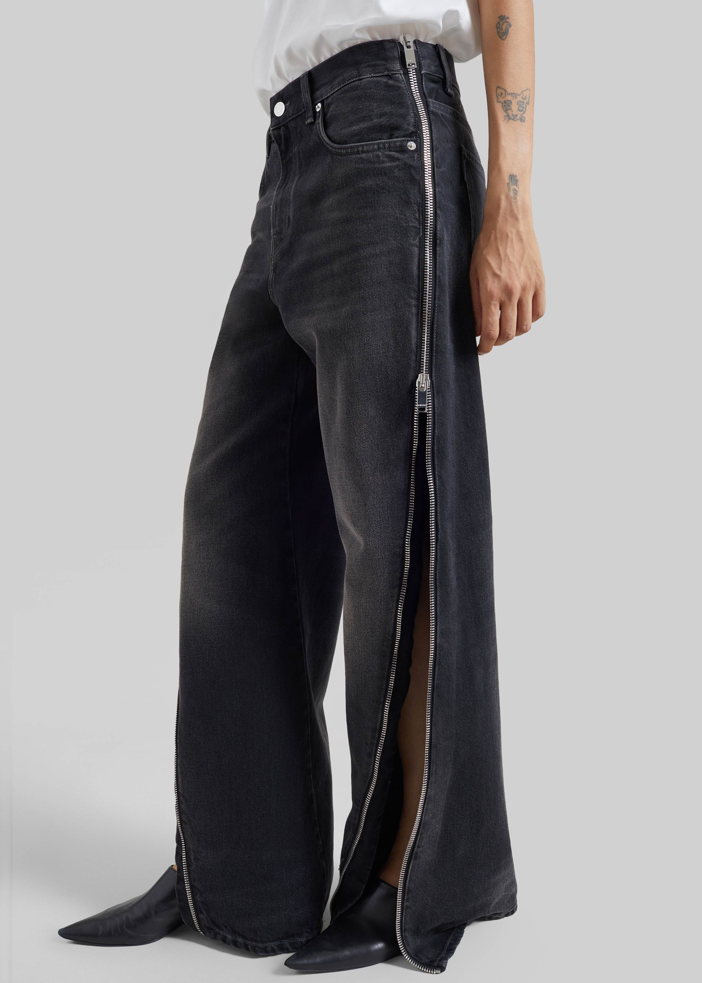 Haikure Bonnie Zip Denim Pants - Vintage Black - 1
