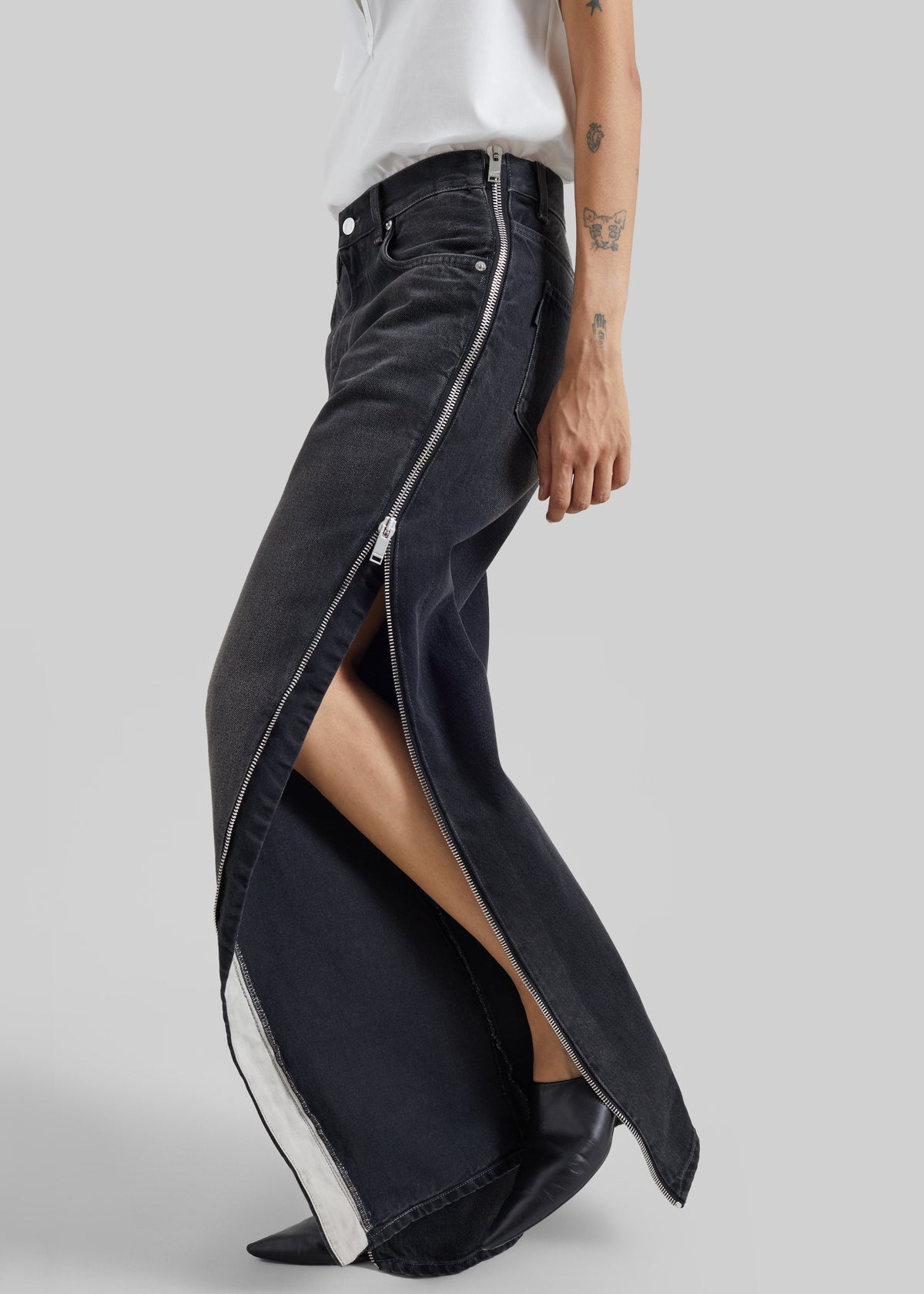 Haikure Bonnie Zip Denim Pants - Vintage Black - 2