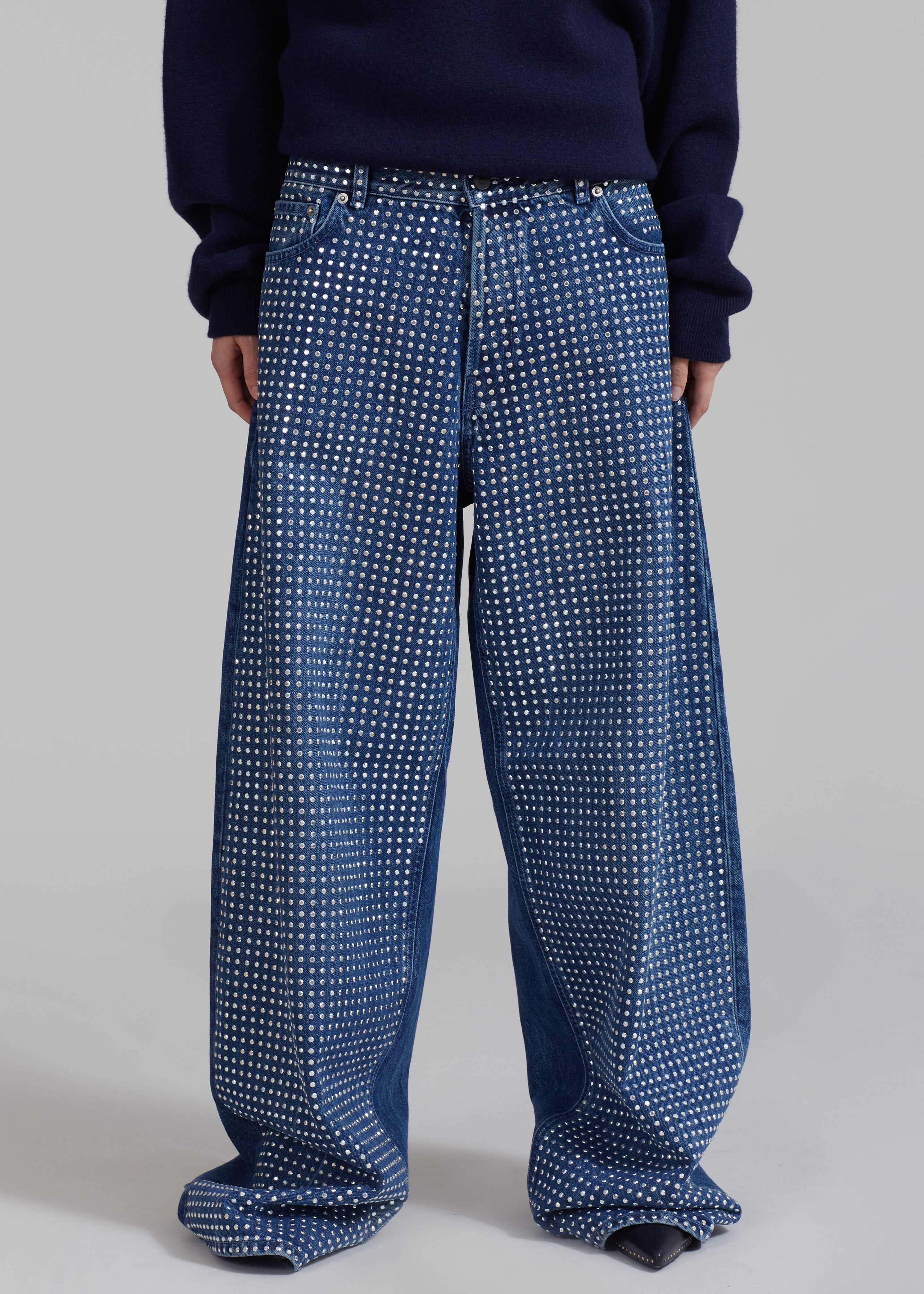 Haikure Bethany Pants - Mid Blue Silver Strass – The Frankie Shop