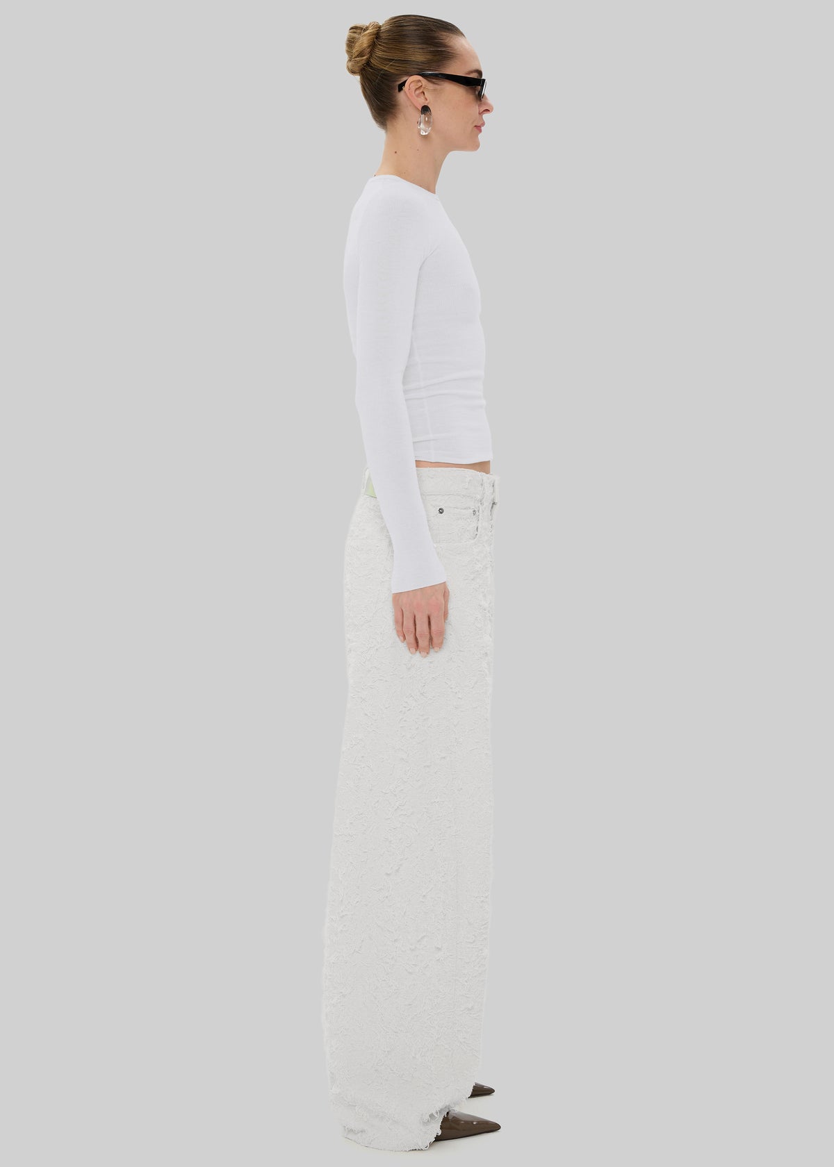 Haikure Clyde Double Fur Denim Pants - Off White - 4