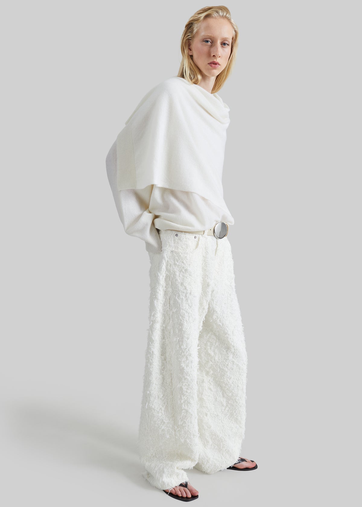Haikure Clyde Double Fur Denim Pants - Off White