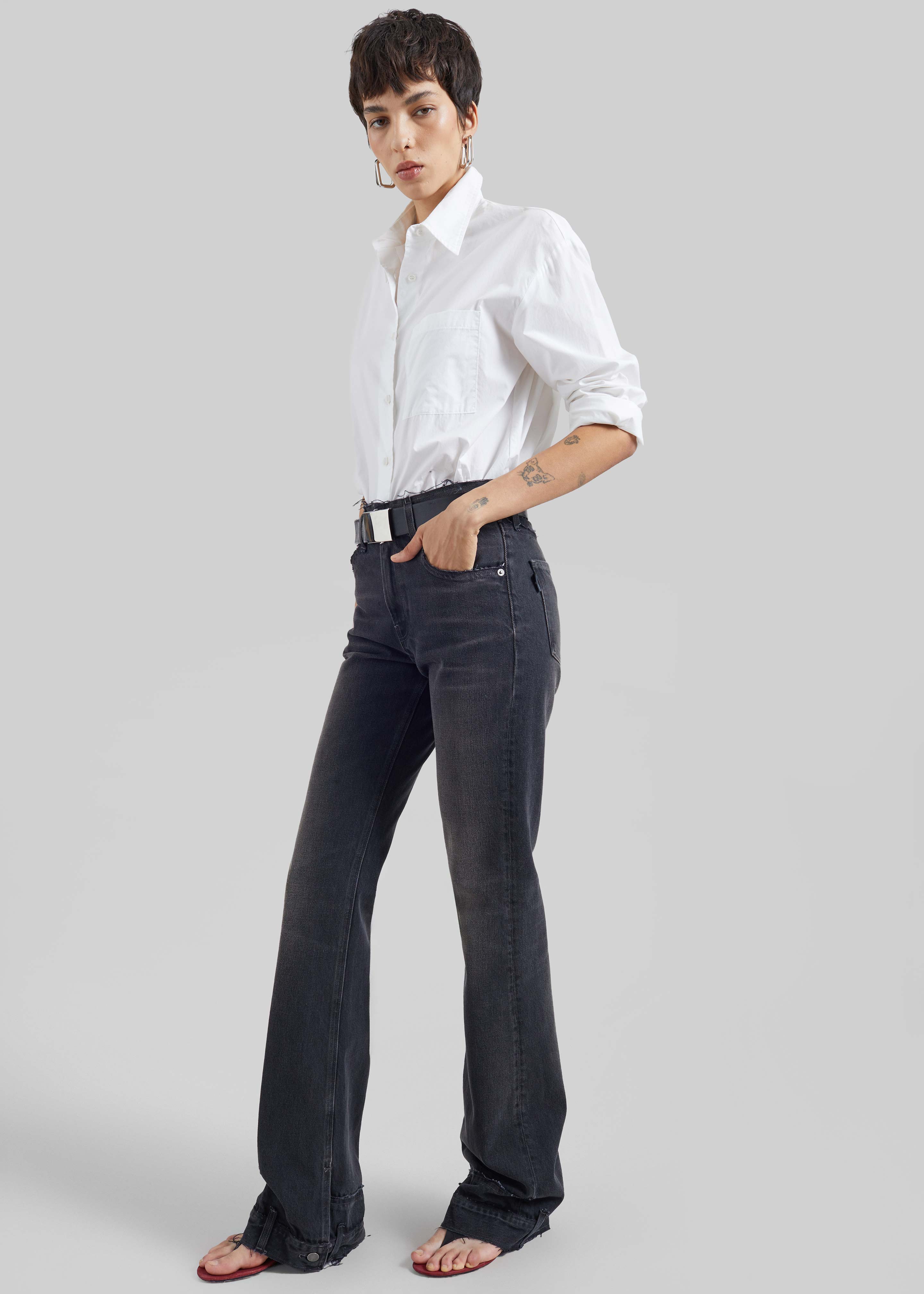 Haikure Flora Cut Denim Pants - Vintage Black - 5