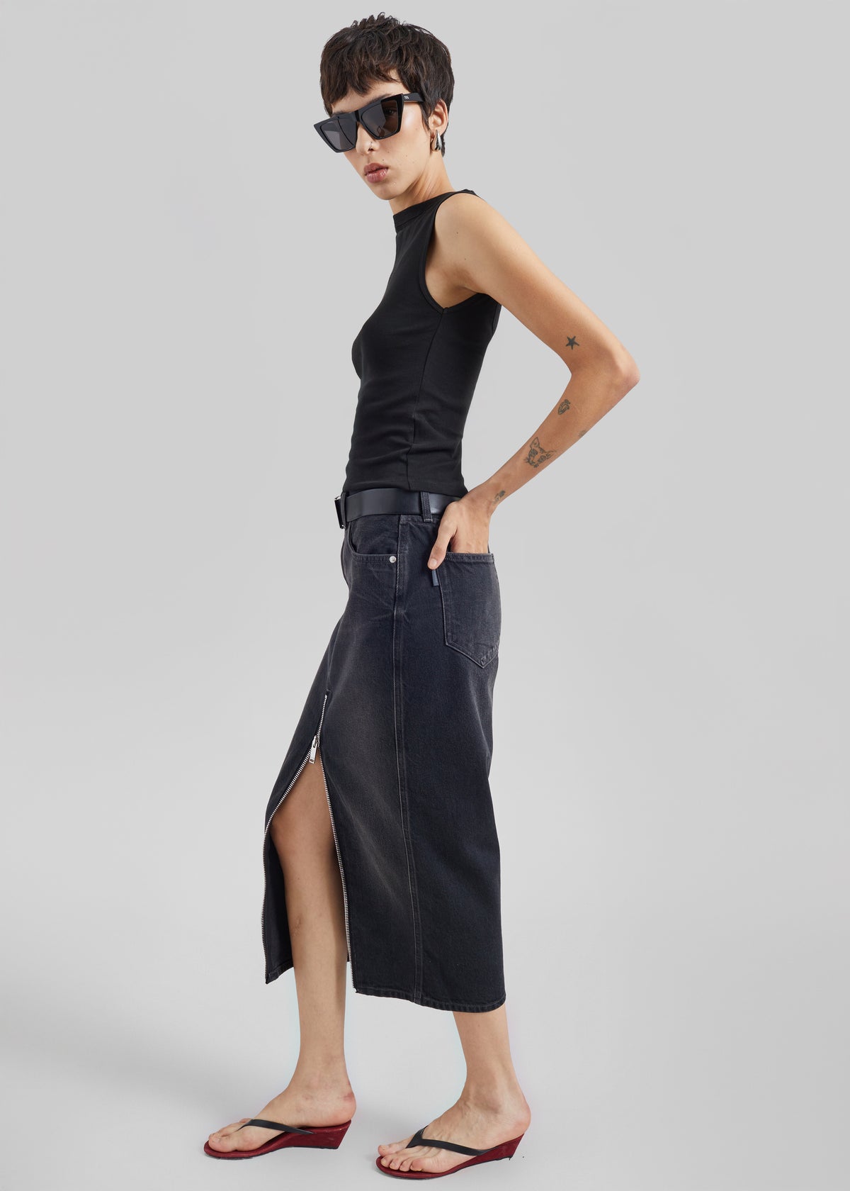 Haikure Mira Denim Skirt - Vintage Black - 3
