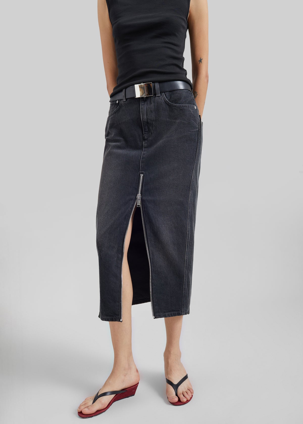 Haikure Mira Denim Skirt - Vintage Black - 2
