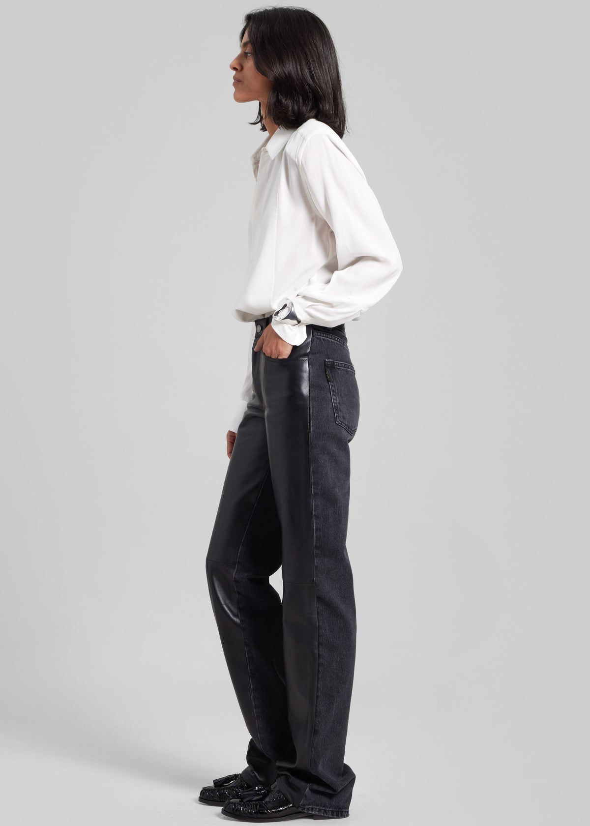 Haikure Star Jeans - Black Denim/Leather - 6