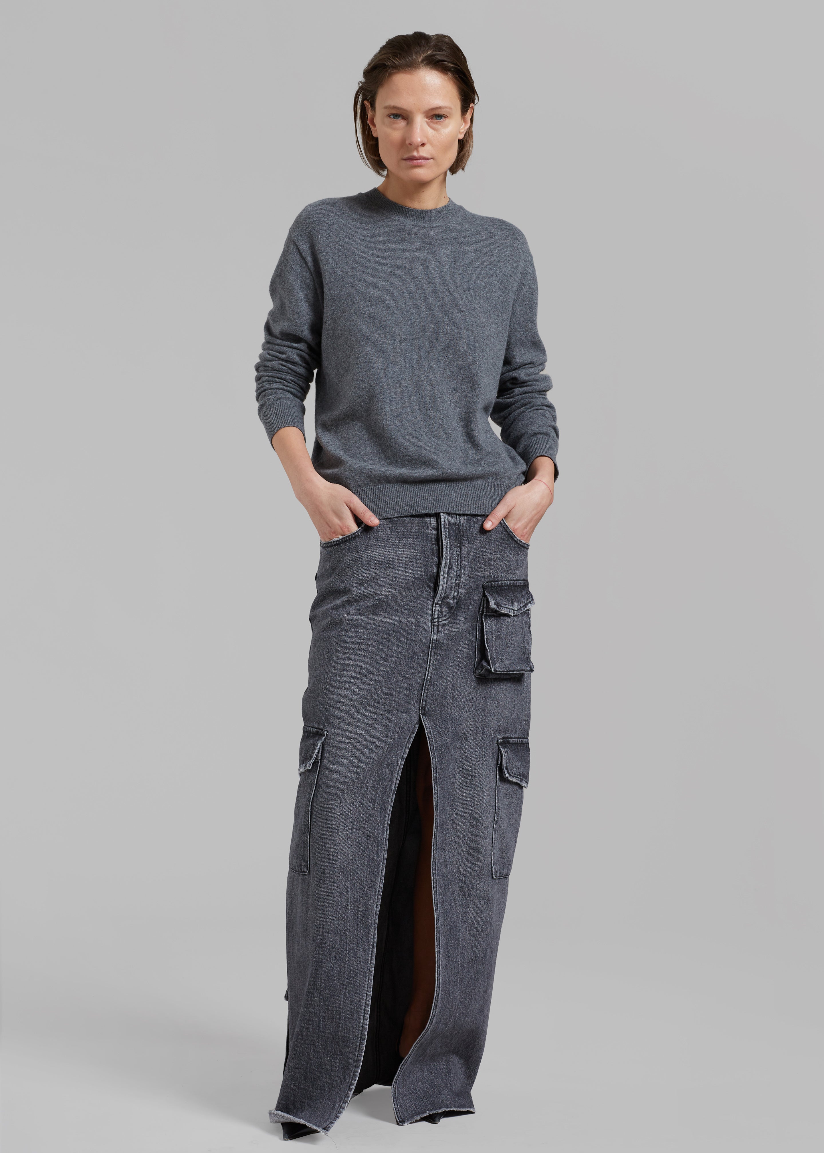 Aurora Wool Blend Knit Sweater - Grey - 8