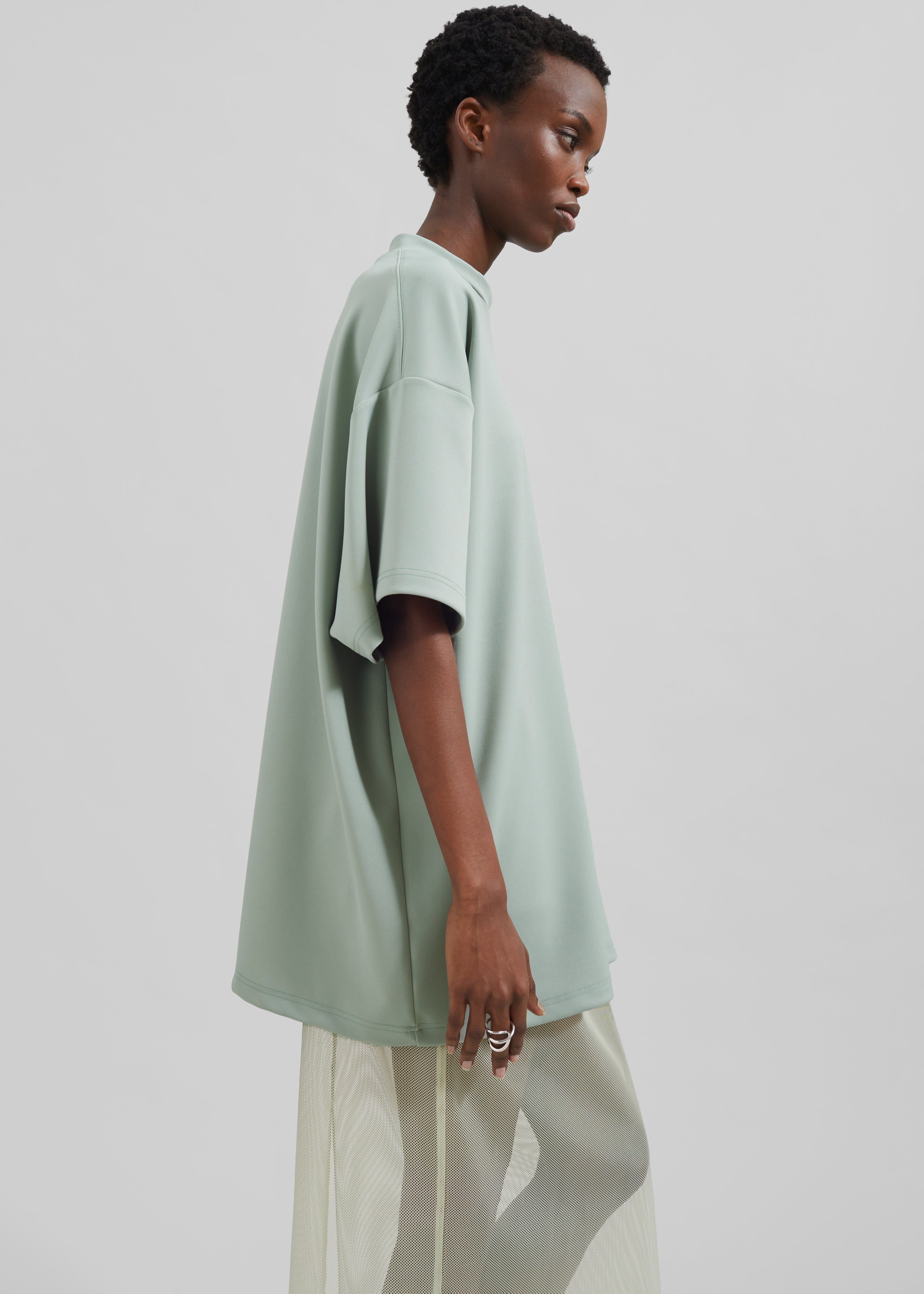 Hal Drop Shoulder T-Shirt  - Sage - 5