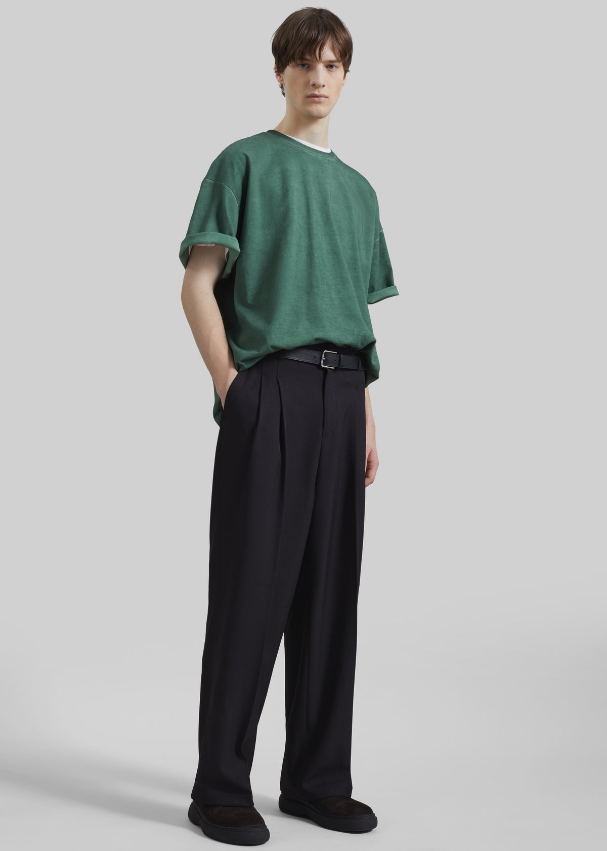 Halbert Pleated Trousers - Black - 1