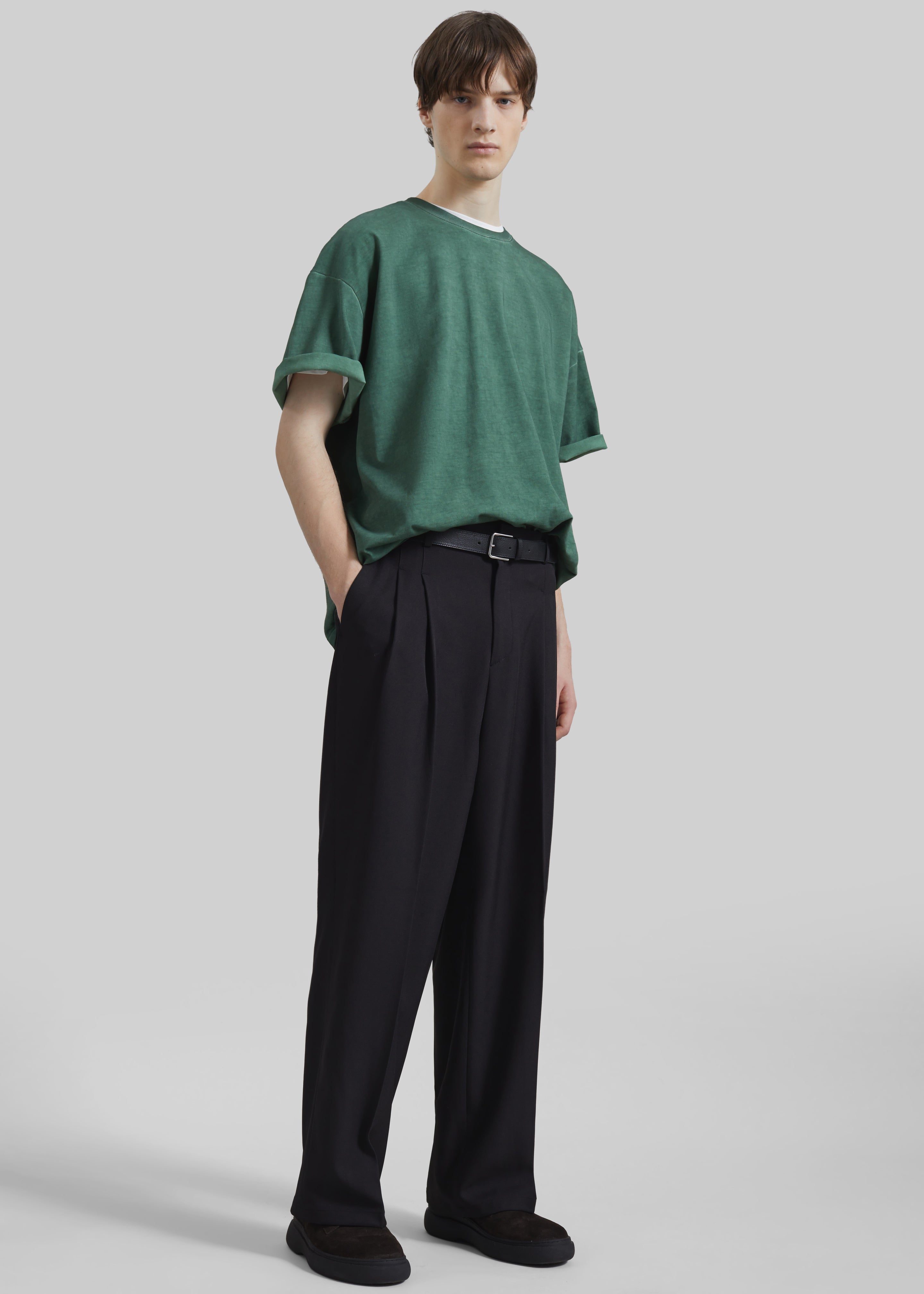 Halbert Pleated Trousers - Black - 1