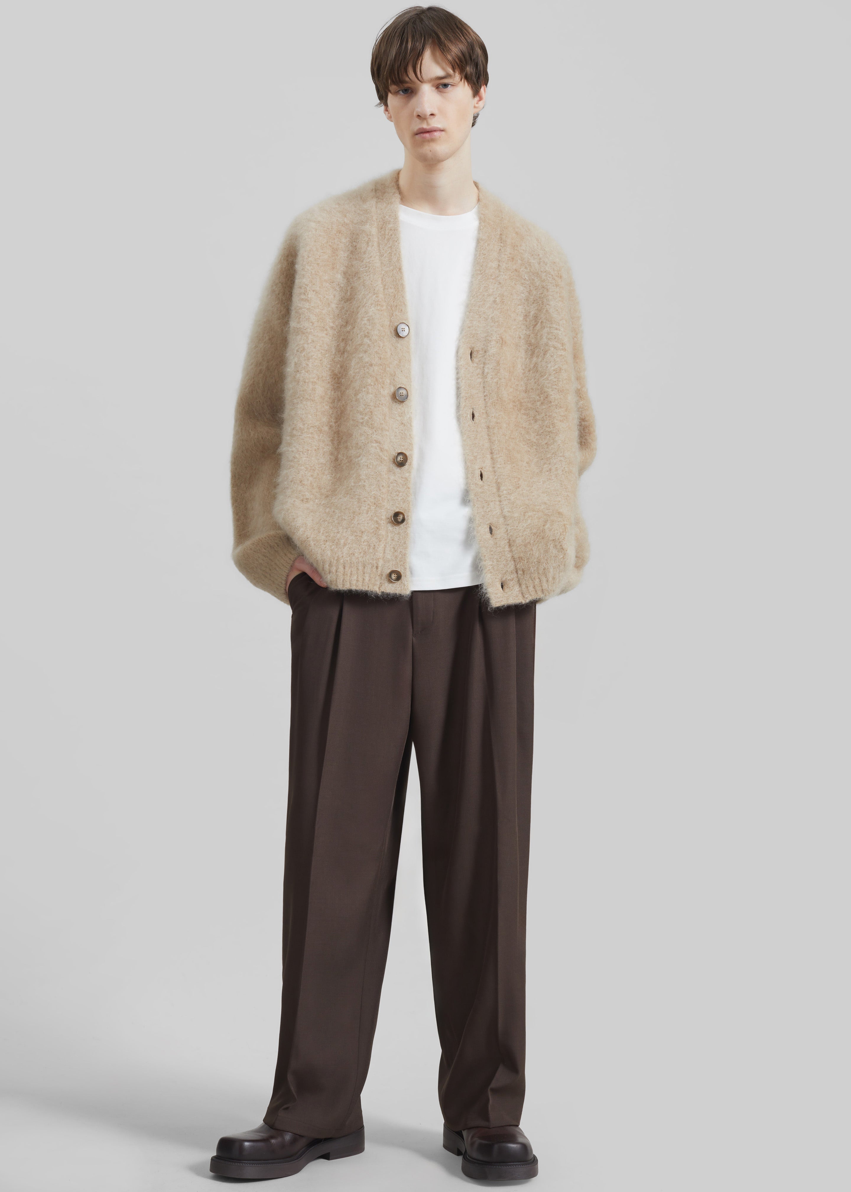 Halbert Pleated Trousers - Brown - 4