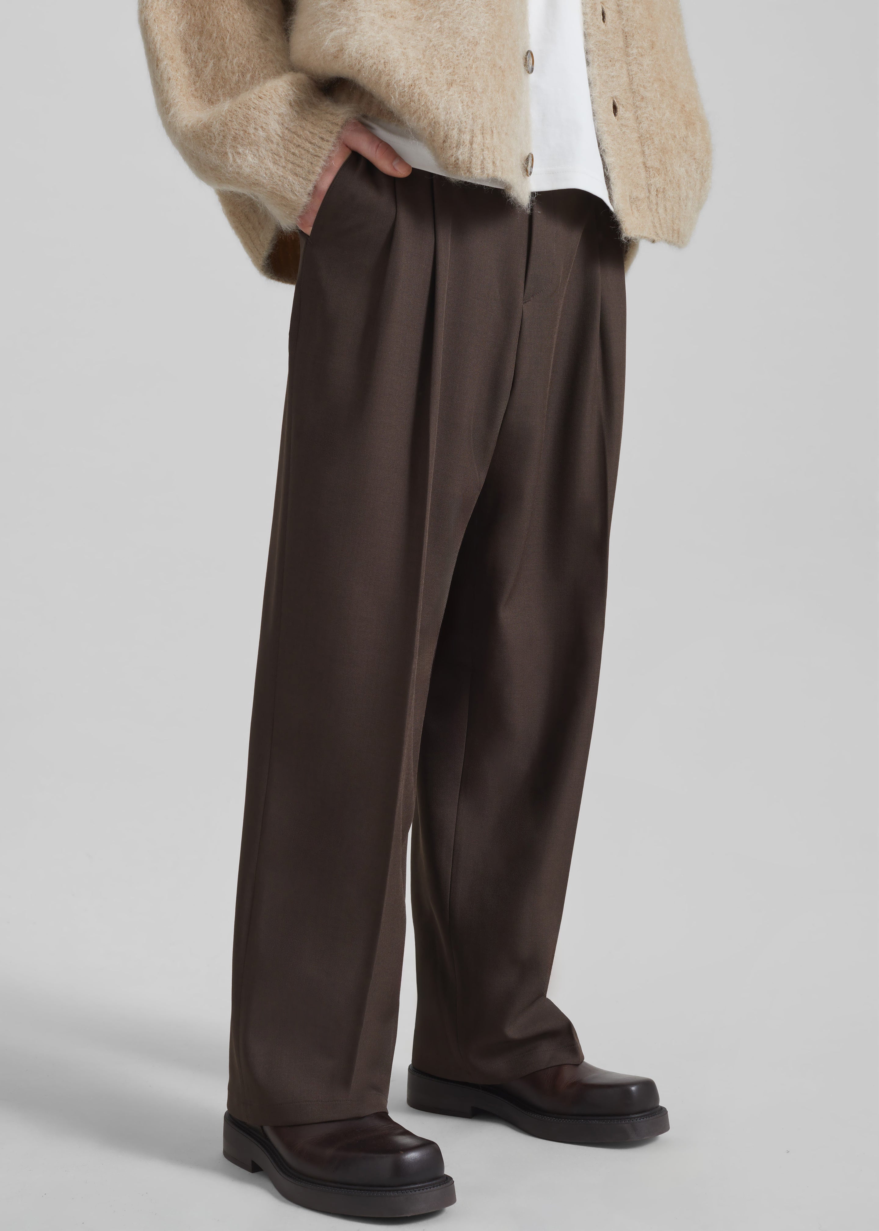 Halbert Pleated Trousers - Brown - 5