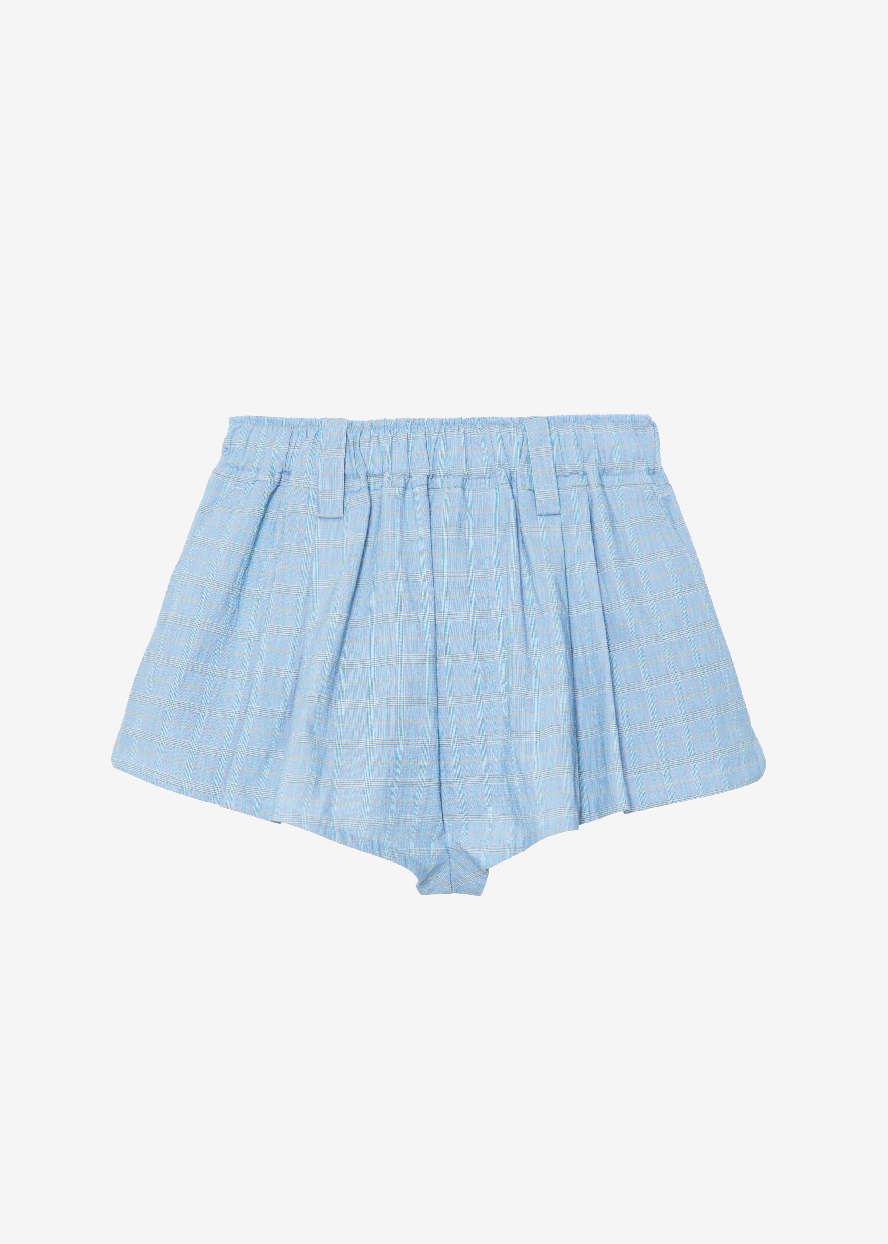 Hallie Plaid Mini Shorts - Blue - 8